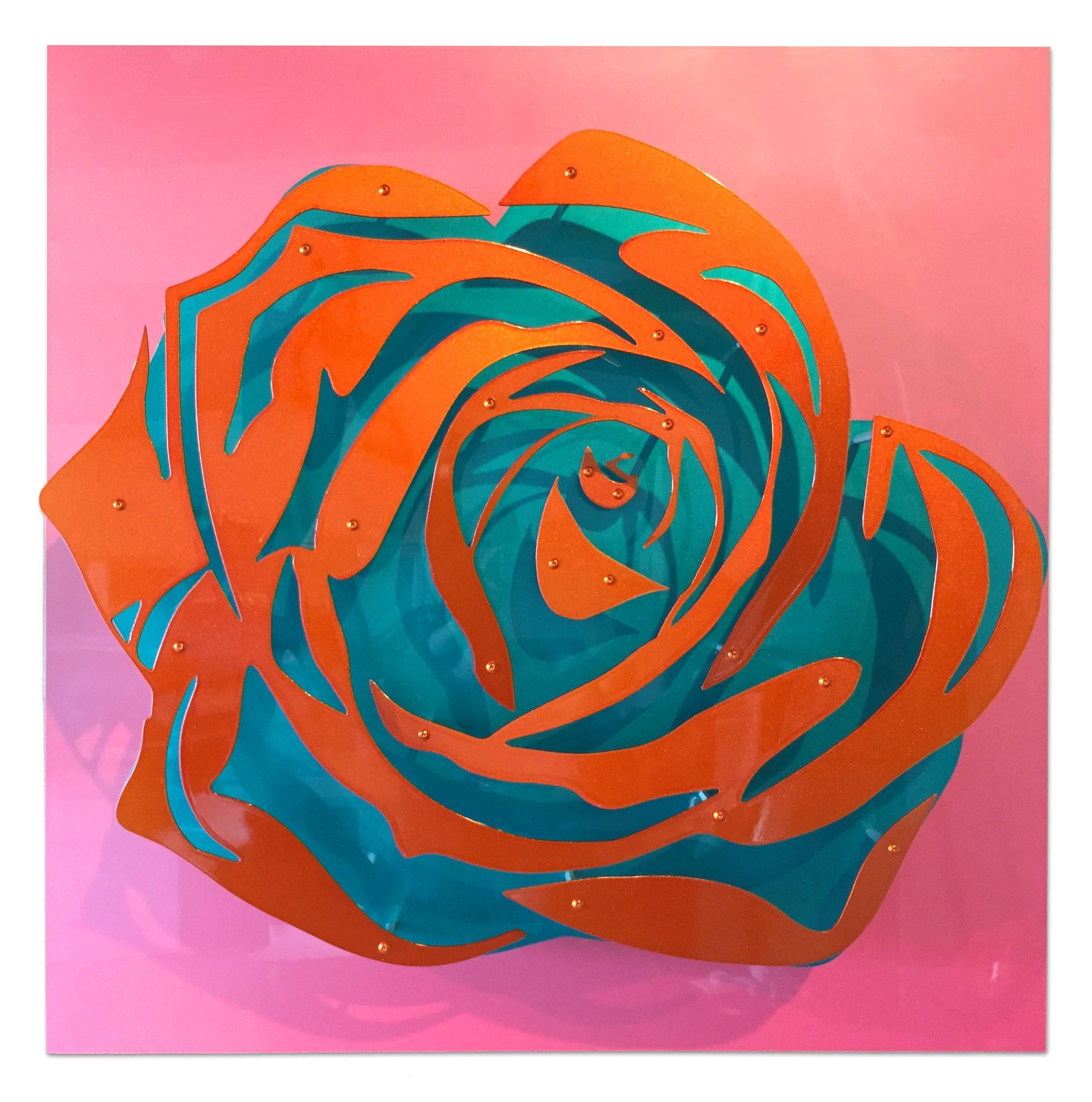 Michael Kalish Abstract Sculpture - Candy Rose - Orange on Pink