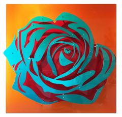 Candy Rose - Blue on Orange