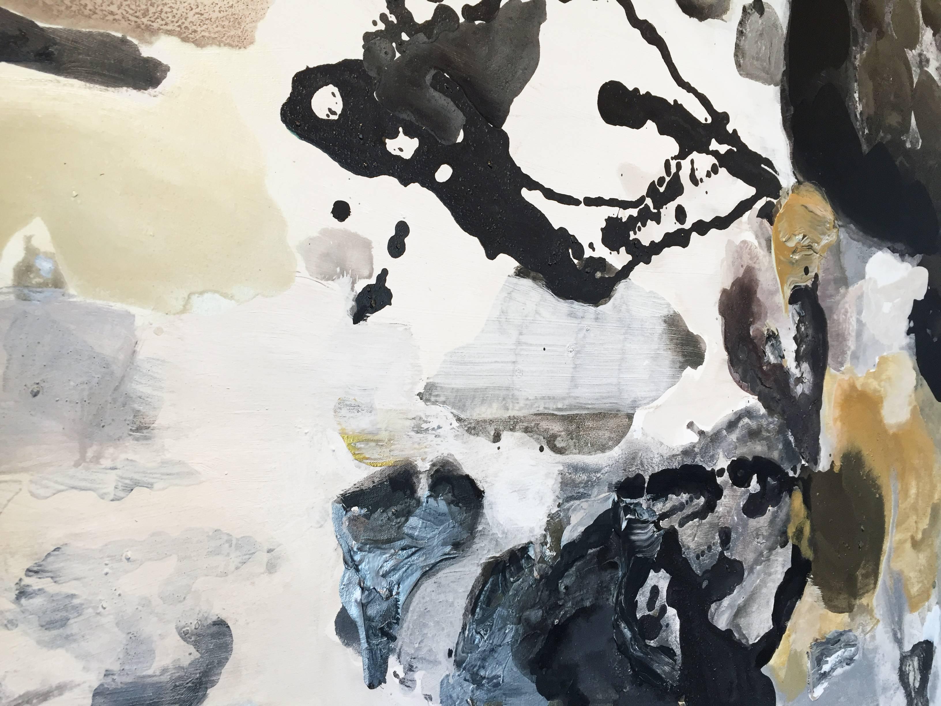 Black, White, Silver, Gold after #24 - Painting by Julia Nee Chu