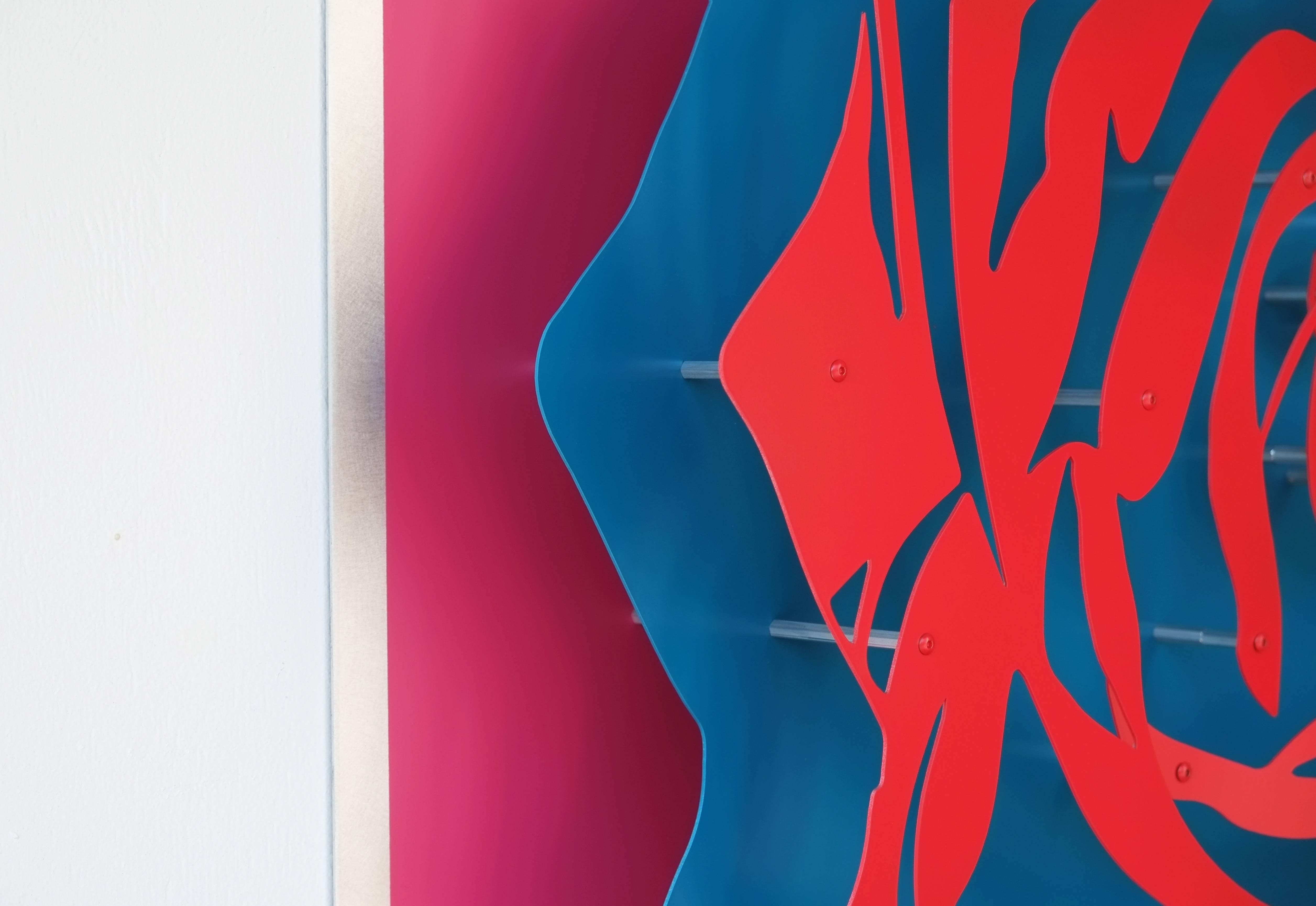 Rosa - Rojo sobre Magenta - Sculpture de Michael Kalish