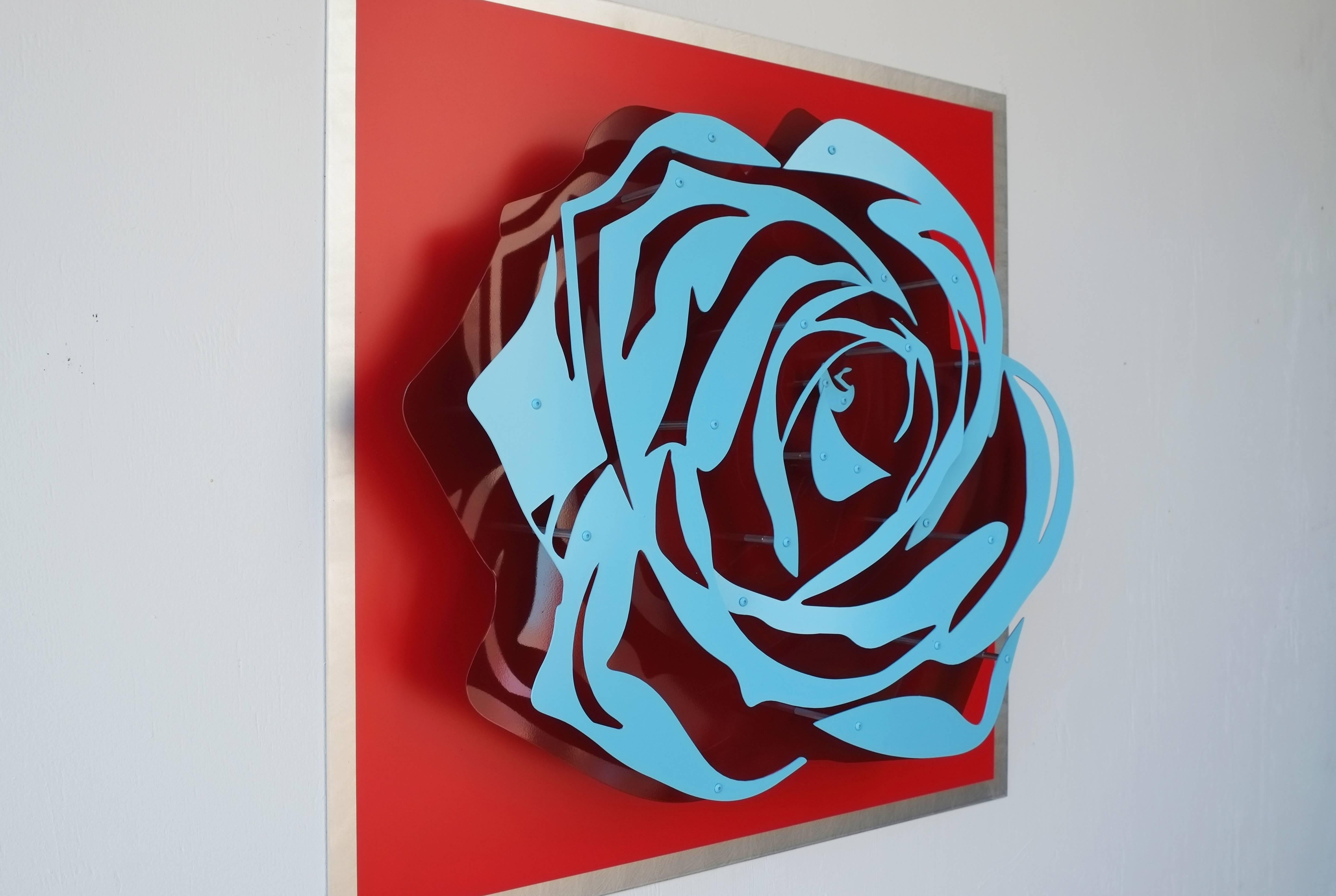 bleu sur rouge - Pop Art Painting par Michael Kalish