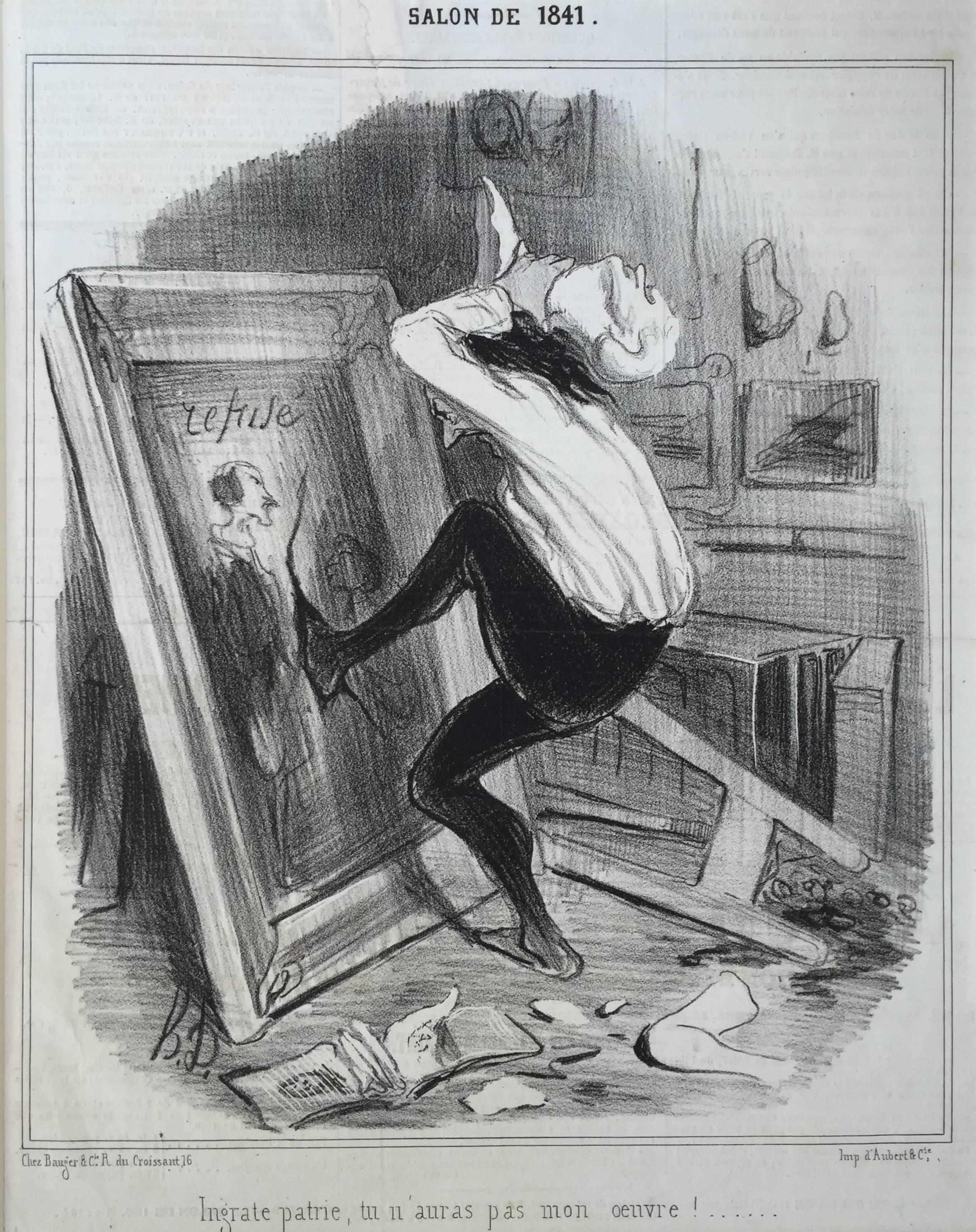 Honoré Daumier Figurative Print - REFUSED BY THE SALON