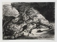 LION DEVORANT UN CHEVAL - Lion Devouring a Horse