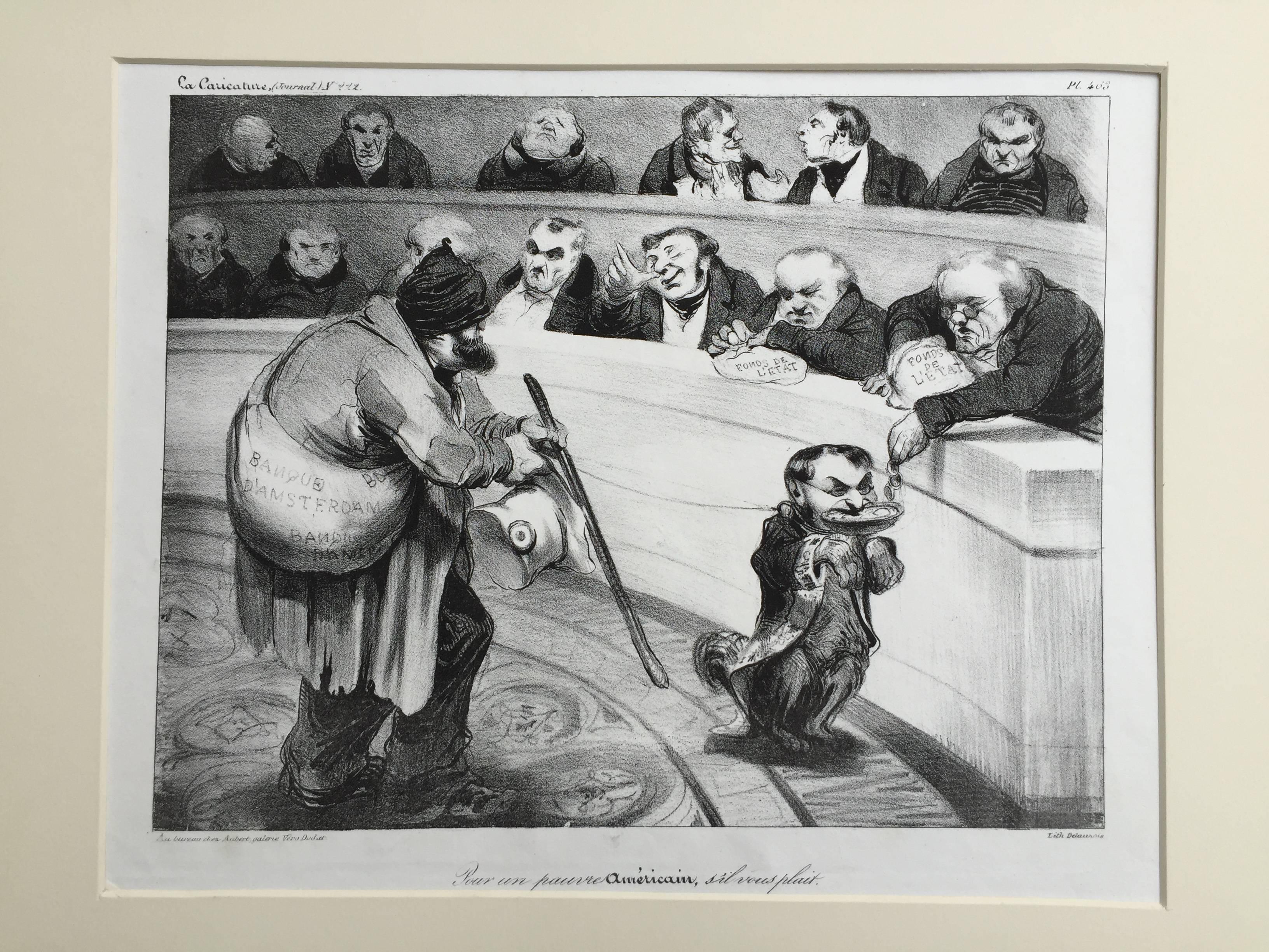FOR A POOR AMERICAN, PLEASE – Print von Honoré Daumier