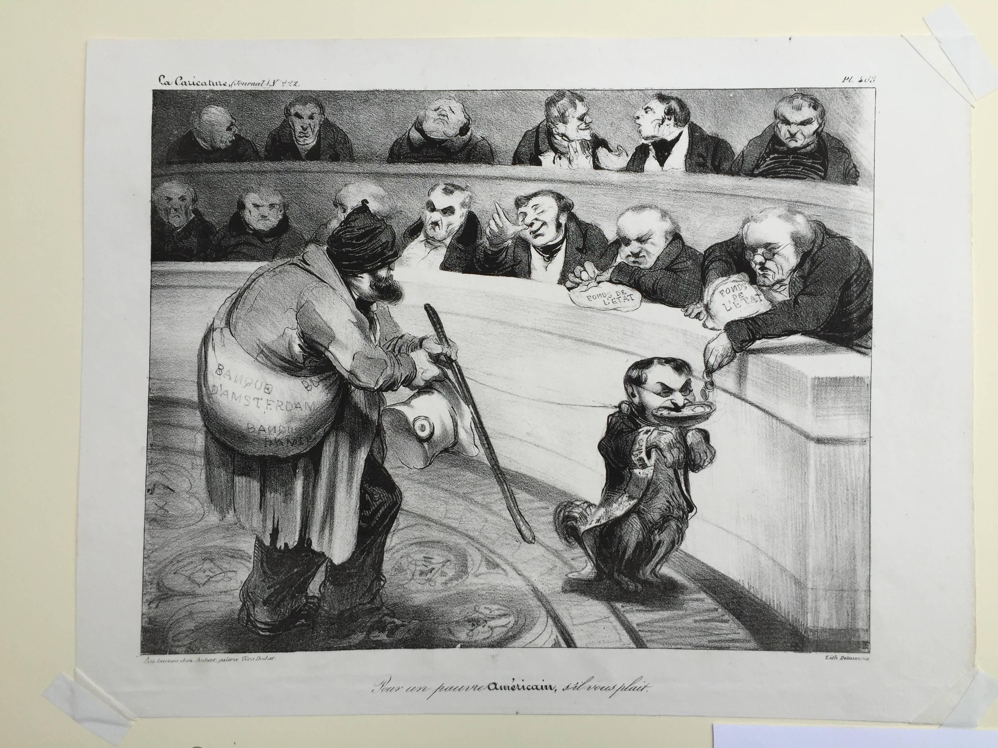 FOR A POOR AMERICAN, PLEASE (Schule von Barbizon), Print, von Honoré Daumier