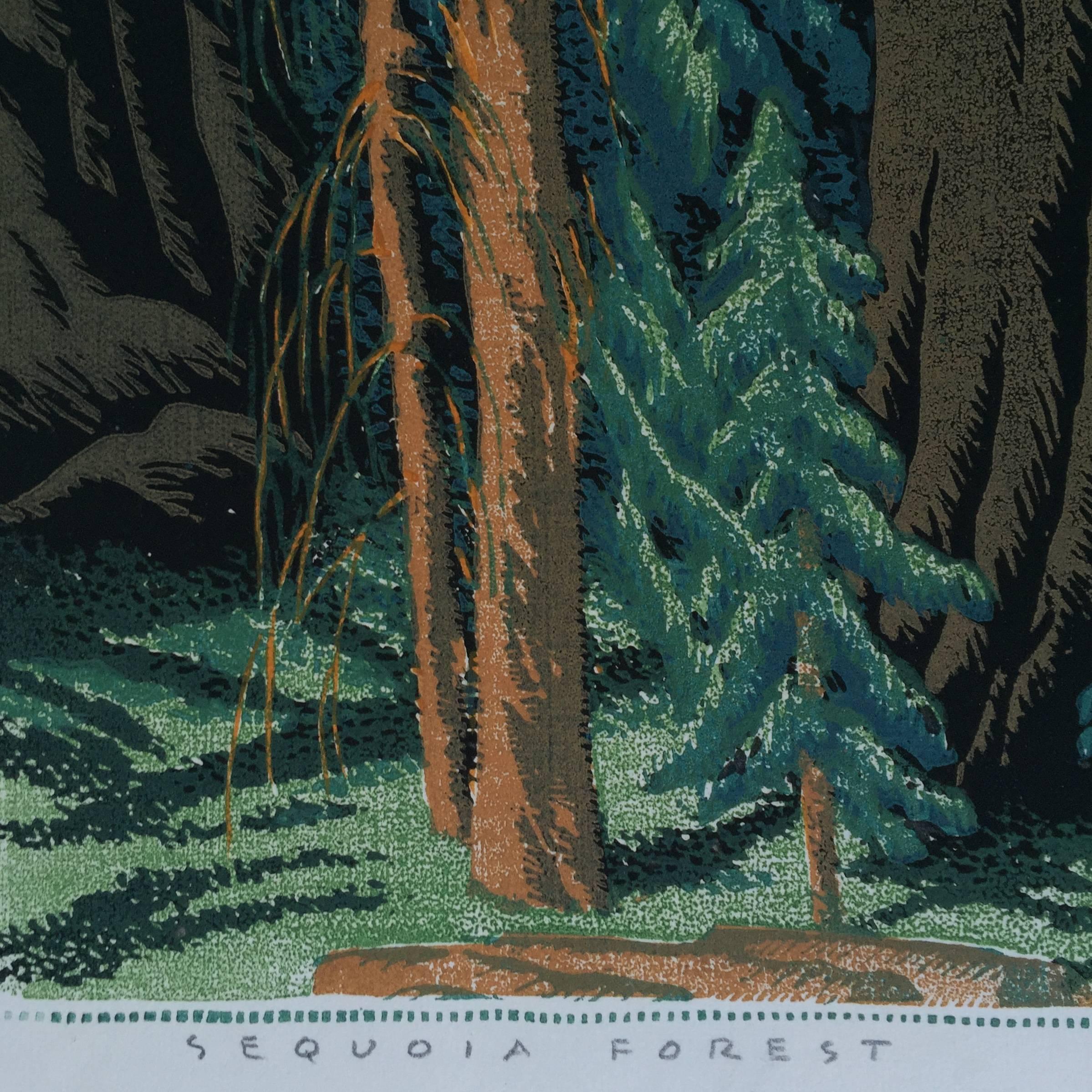 Sequoia-Wald (Amerikanische Moderne), Print, von Gustave Baumann