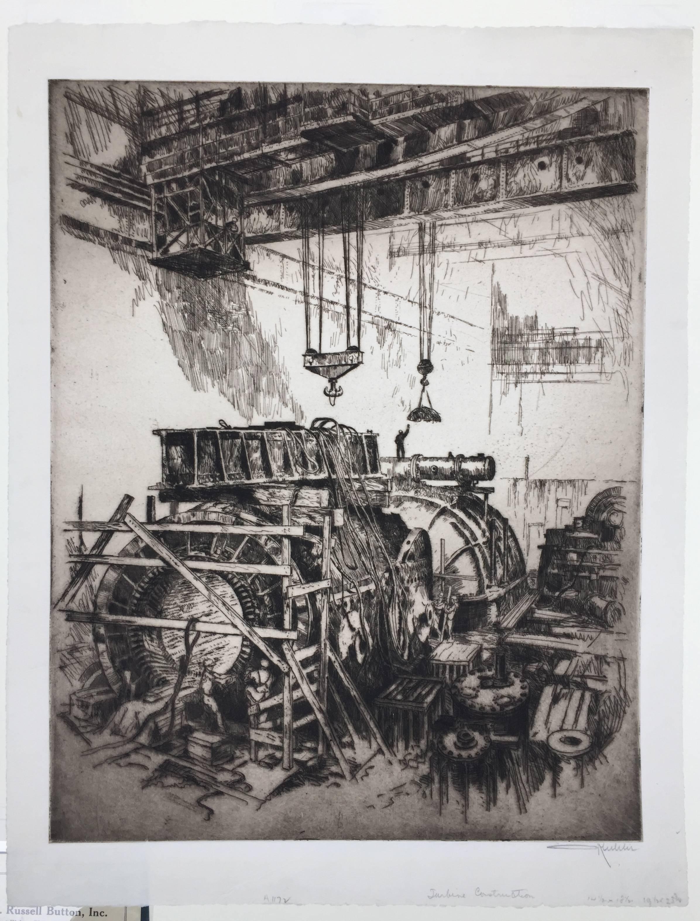 Otto Kuhler Print - TURBINE CONSTRUCTION