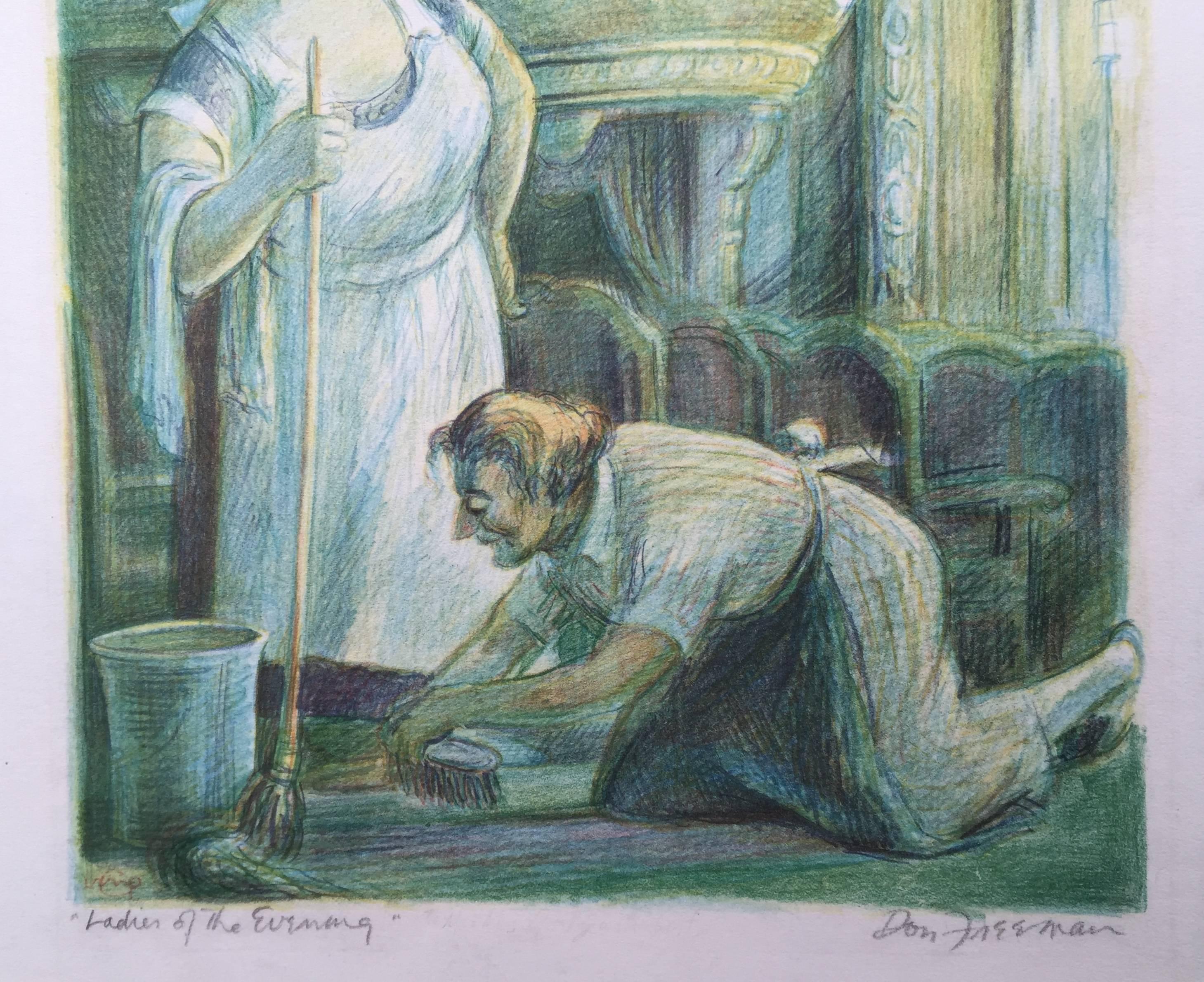 Ladies of The Evening - Gray Figurative Print by Don Freeman