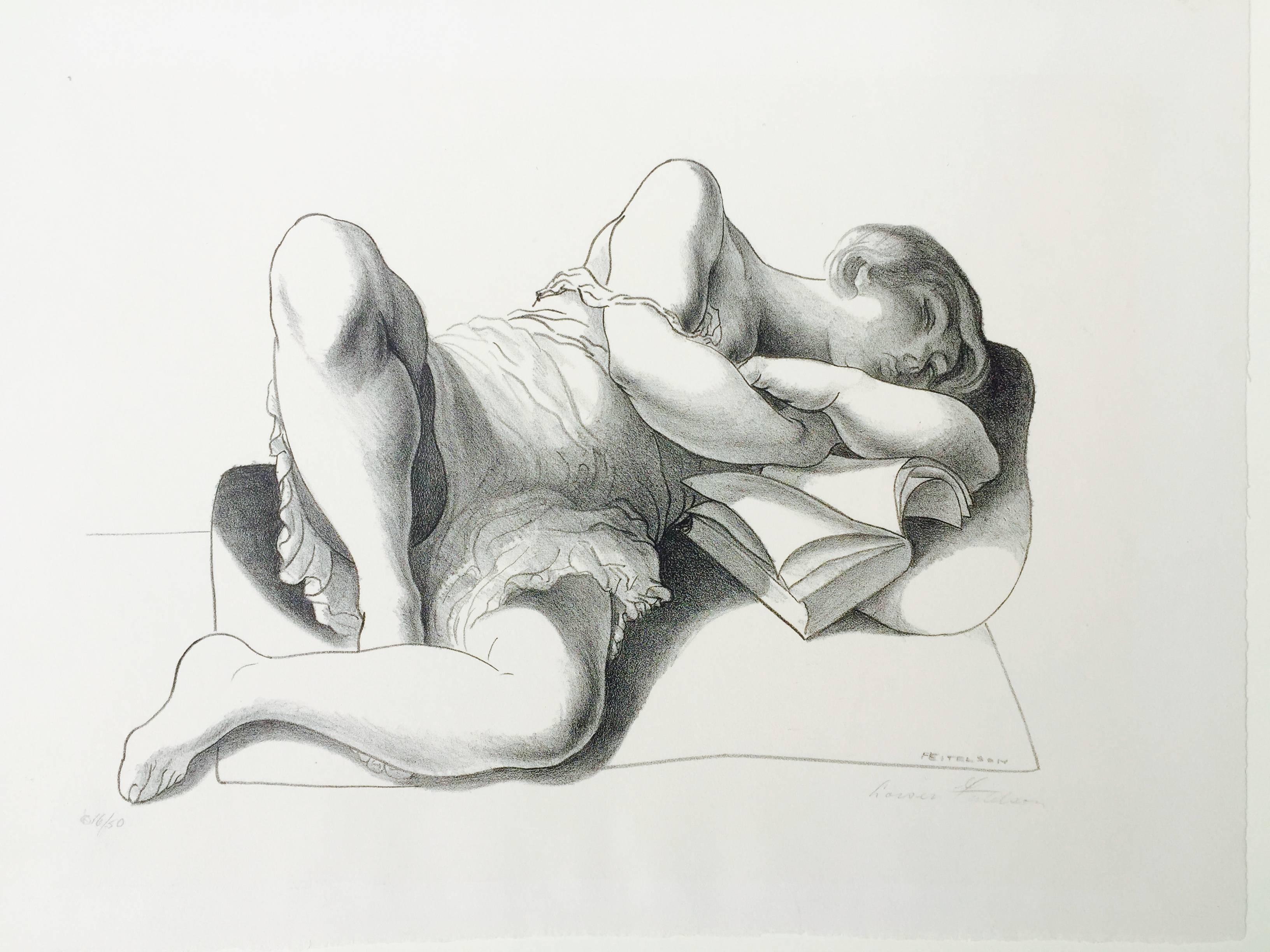 Lorser Feitelson Figurative Print - GIRL RECLINING