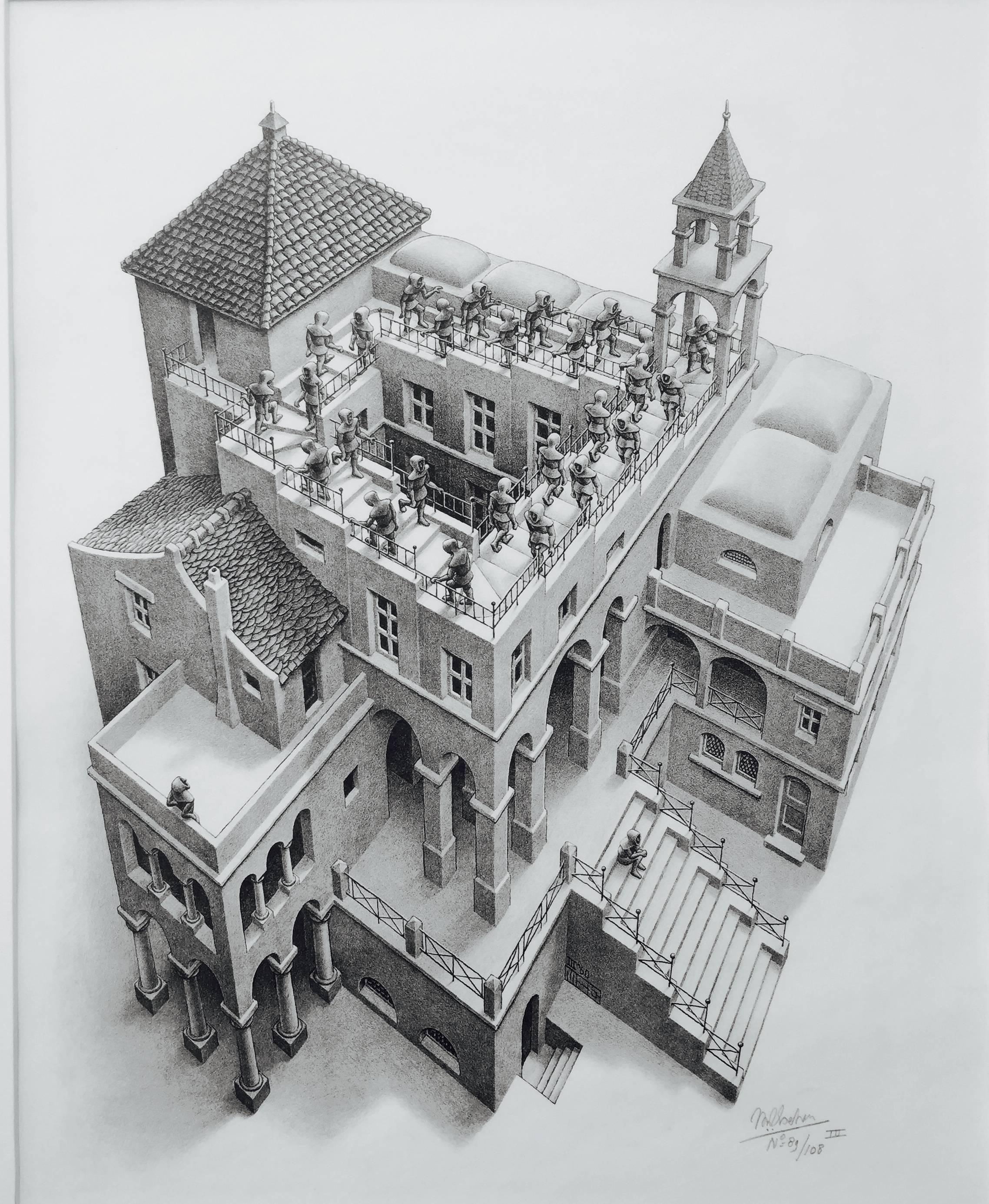 M.C. Escher Print - ASCENDING AND DECENDING