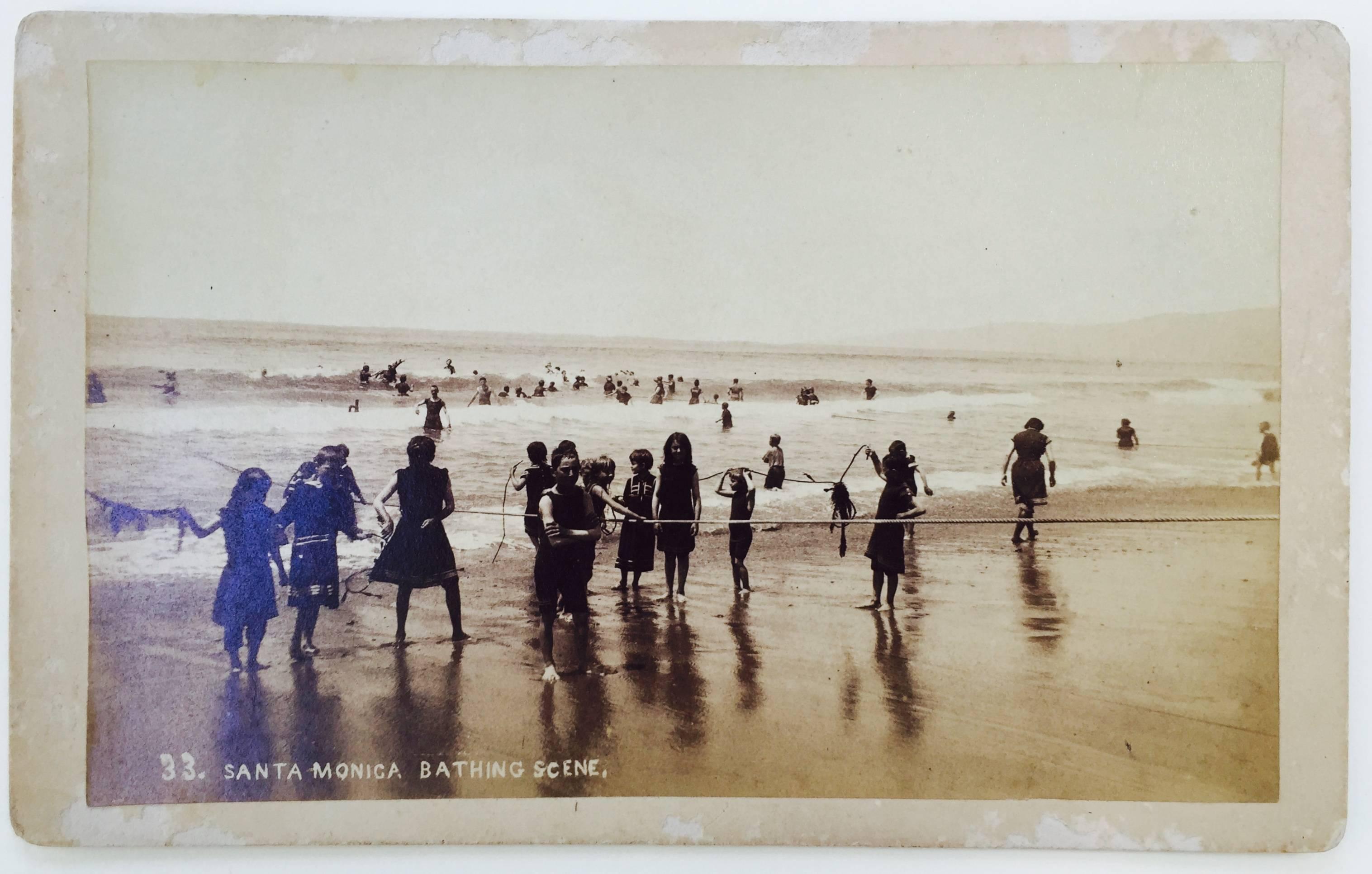 c.1892 SANTA MONICA BATHING SCENE - Photograph by Henry Franz (H. F.) Rile