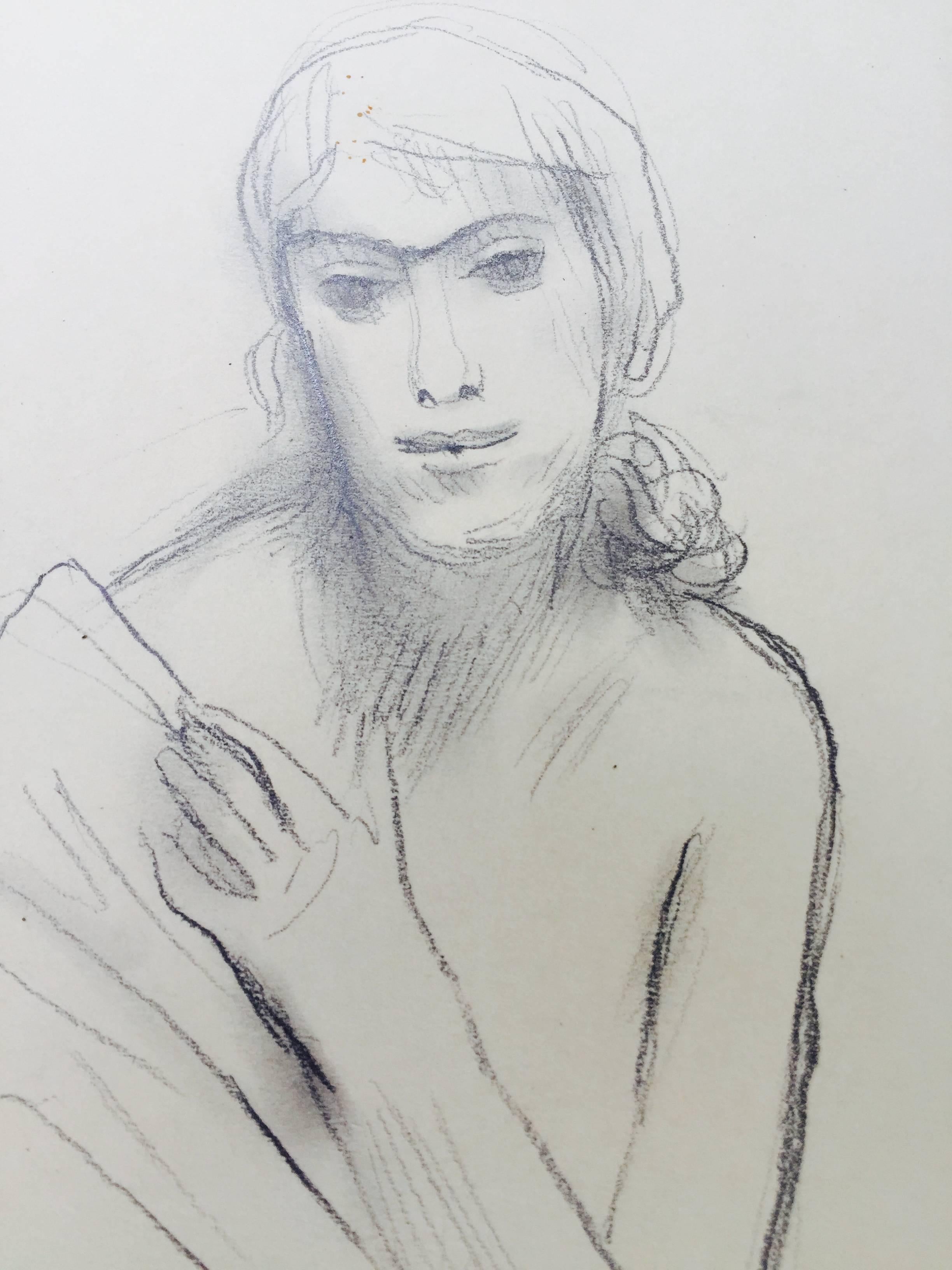 UNTITled - Femme Sandale avec TOGA - Gris Figurative Art par Gerhard Marcks