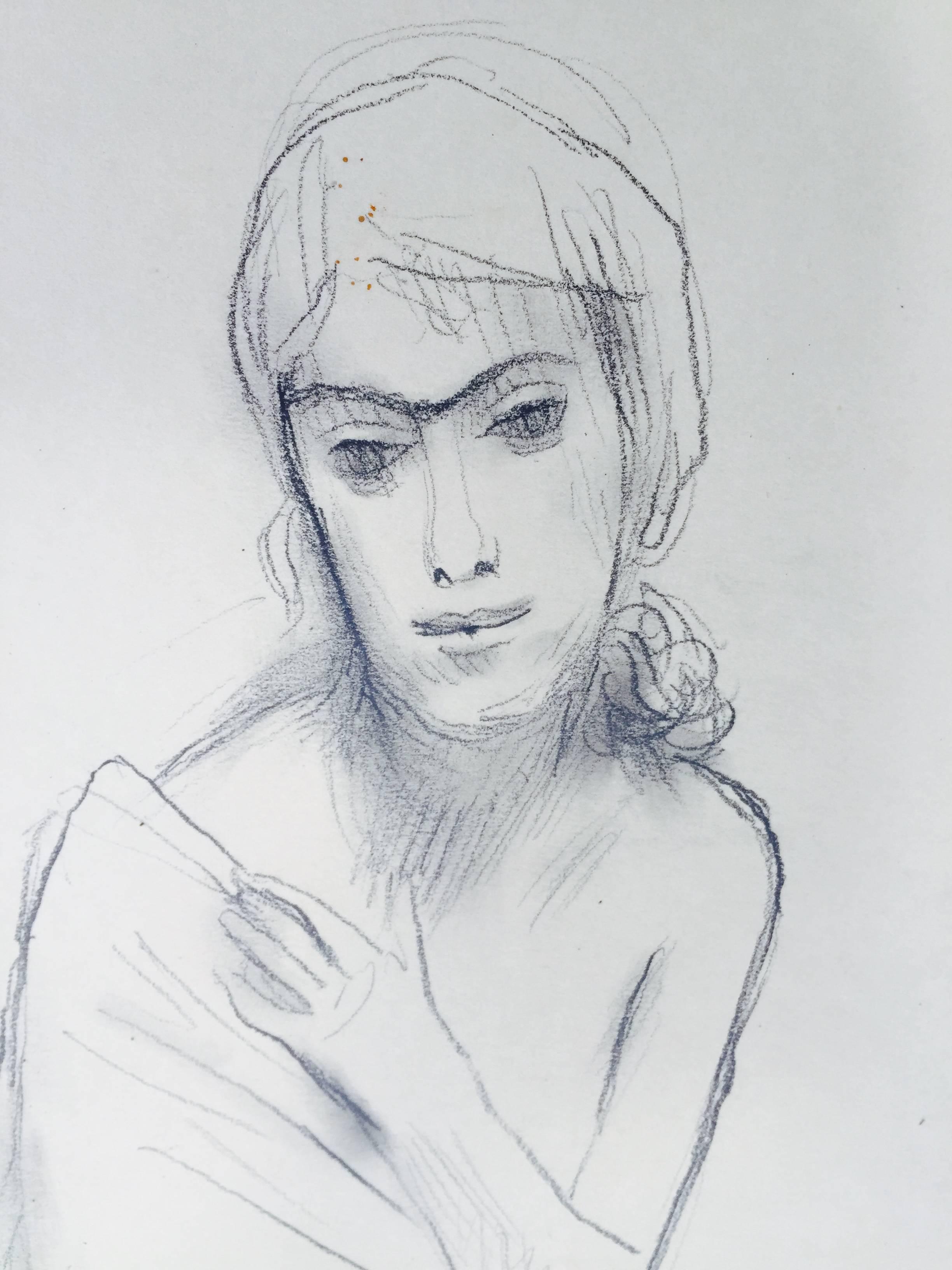 seated woman drawing