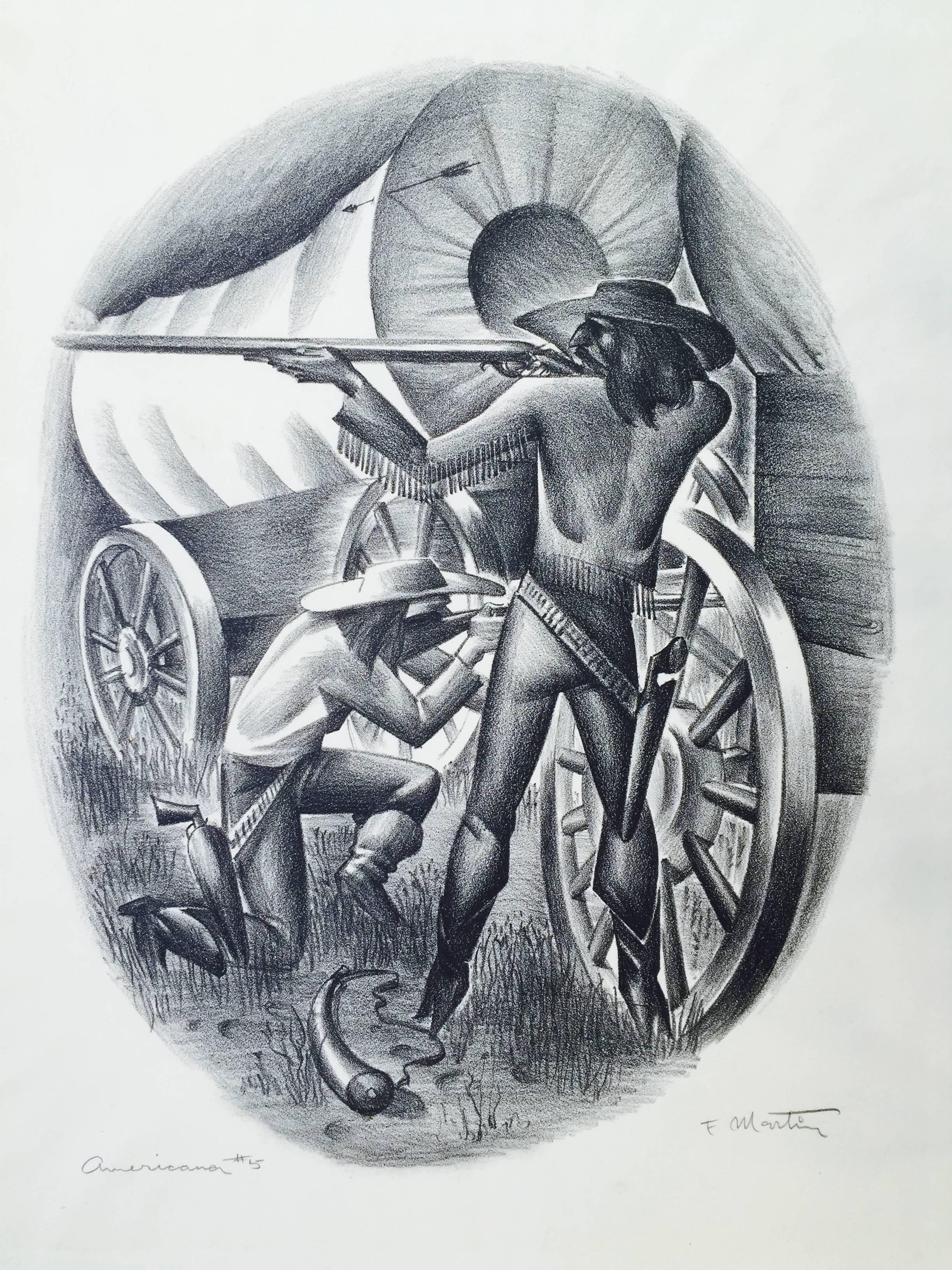 Fletcher Martin Figurative Print - AMERICANA # 2