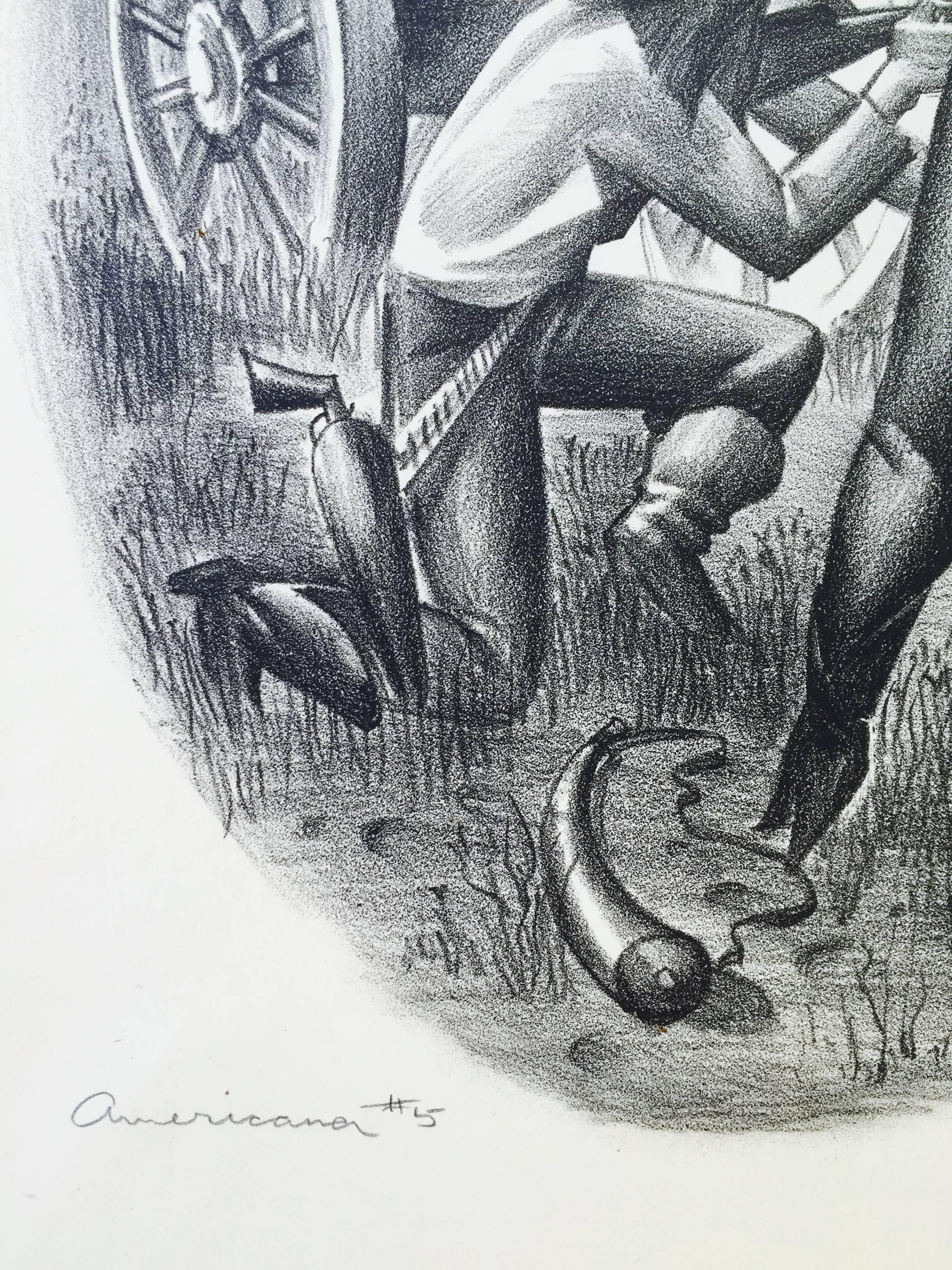 AMERICANA # 2 - Gray Figurative Print by Fletcher Martin