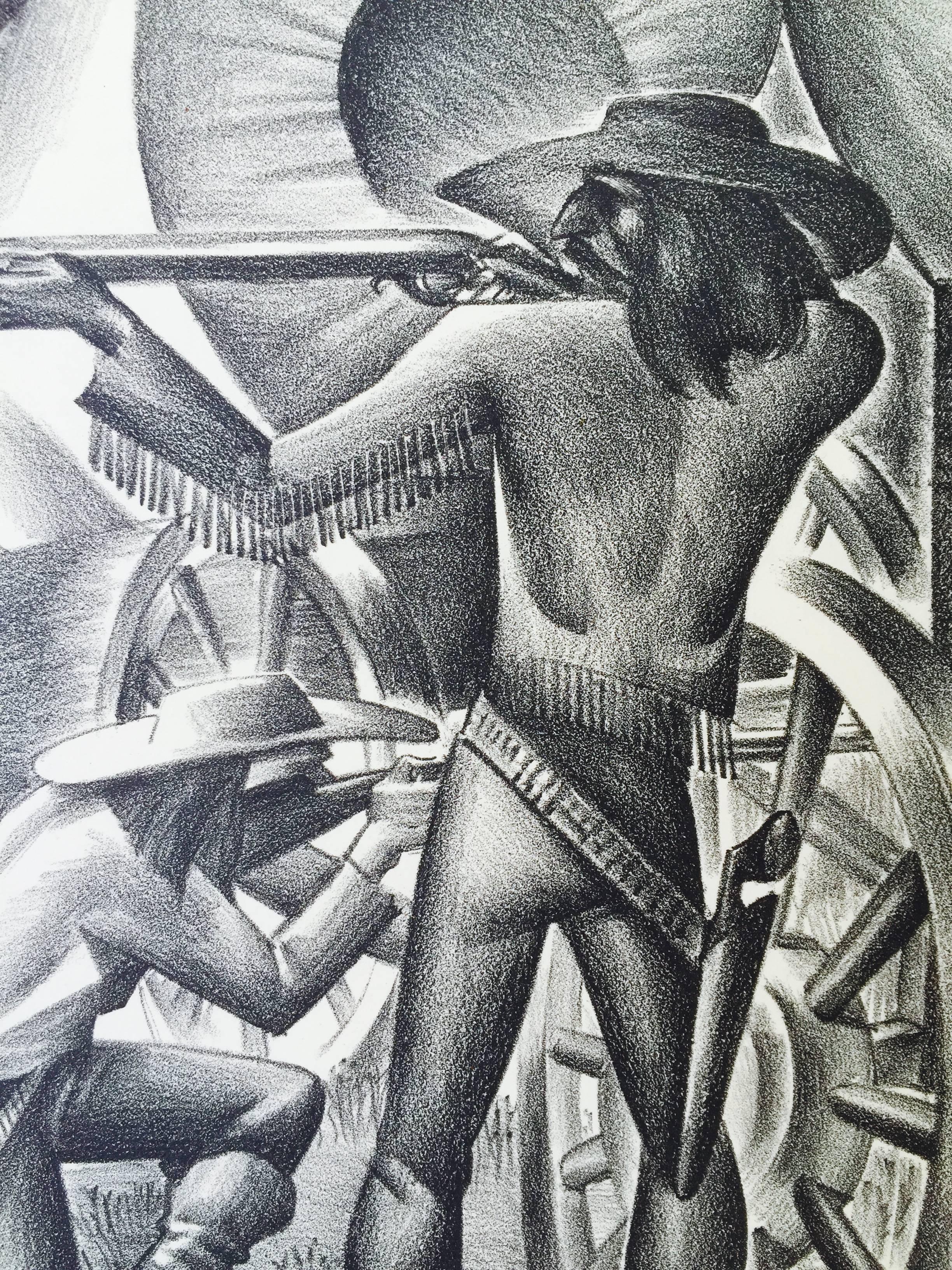 FLETCHER MARTIN (1904 – 1979)	

          AMERICANA  #5  c. 1940  Lithograph, probably a very rare small edition.
          Possibly a study or detail of a mural. 13 5/8” x 10 ¾”.  Martin, born in 
          Colorado, did numerous murals for the WPA