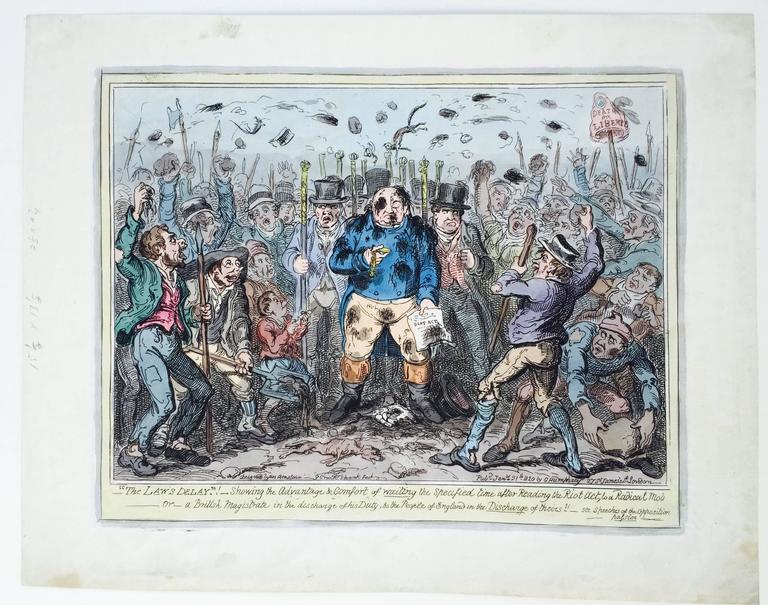 George Cruikshank - The Riot Act - THE LAW'S DELAY....(IN READING THE ...