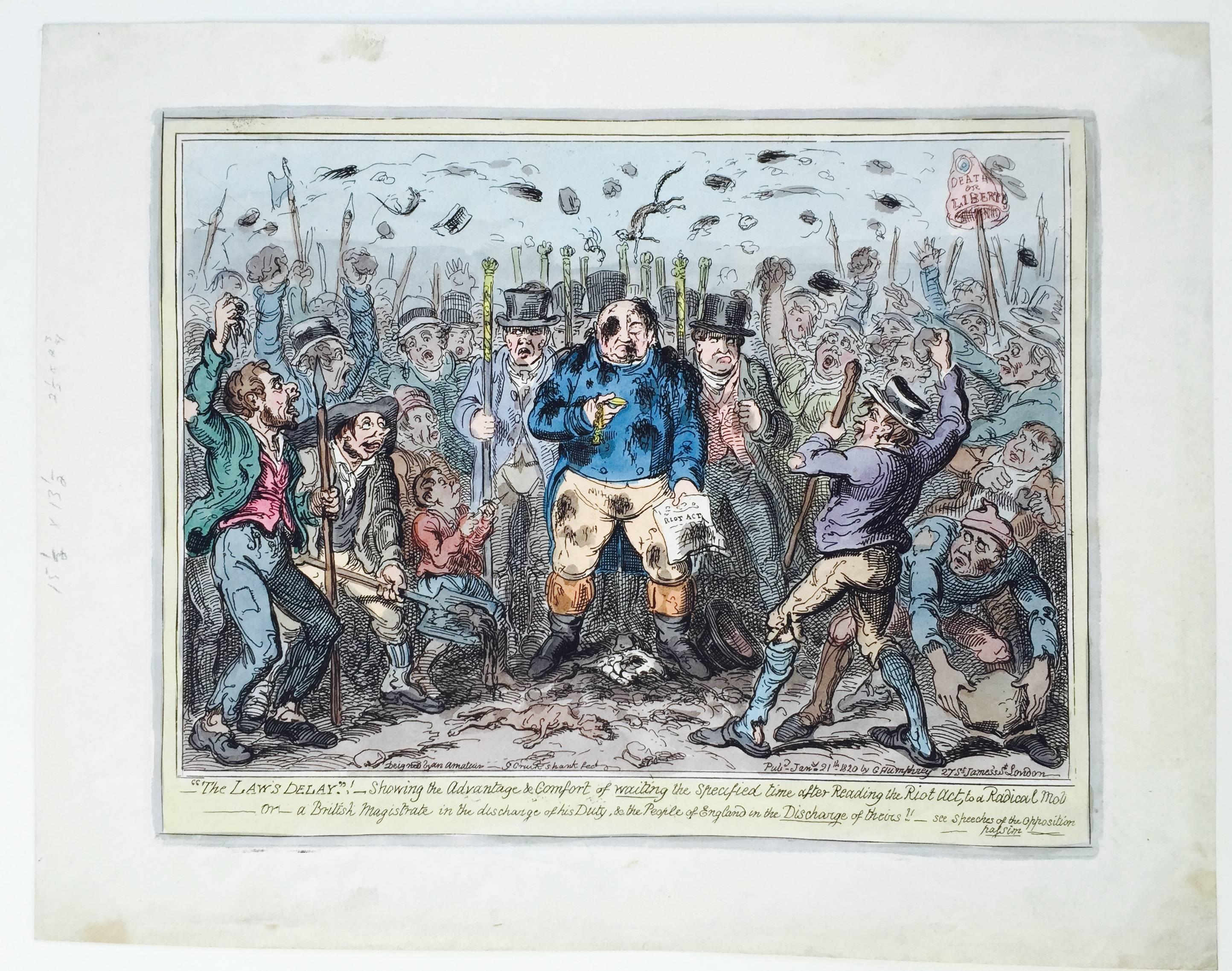 The Riot Act  -  THE LAW'S DELAY....(IN READING THE RIOT ACT...)  - Print by George Cruikshank