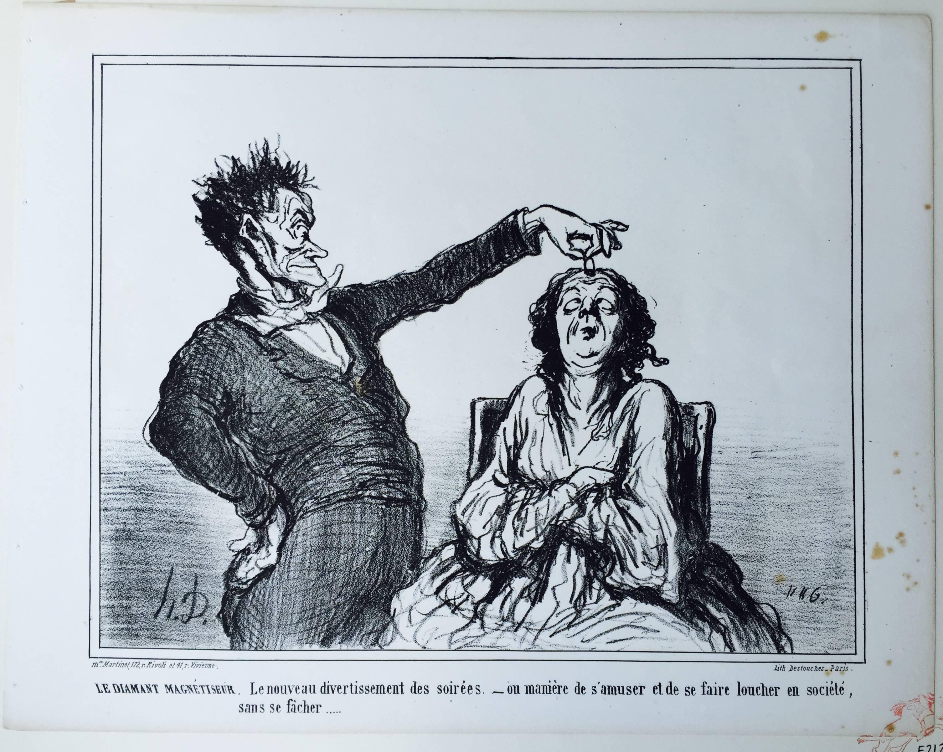 A DIAMOND HYPNOTISTIST  -  Le Diamant Magnetiseur (Schule von Barbizon), Print, von Honoré Daumier