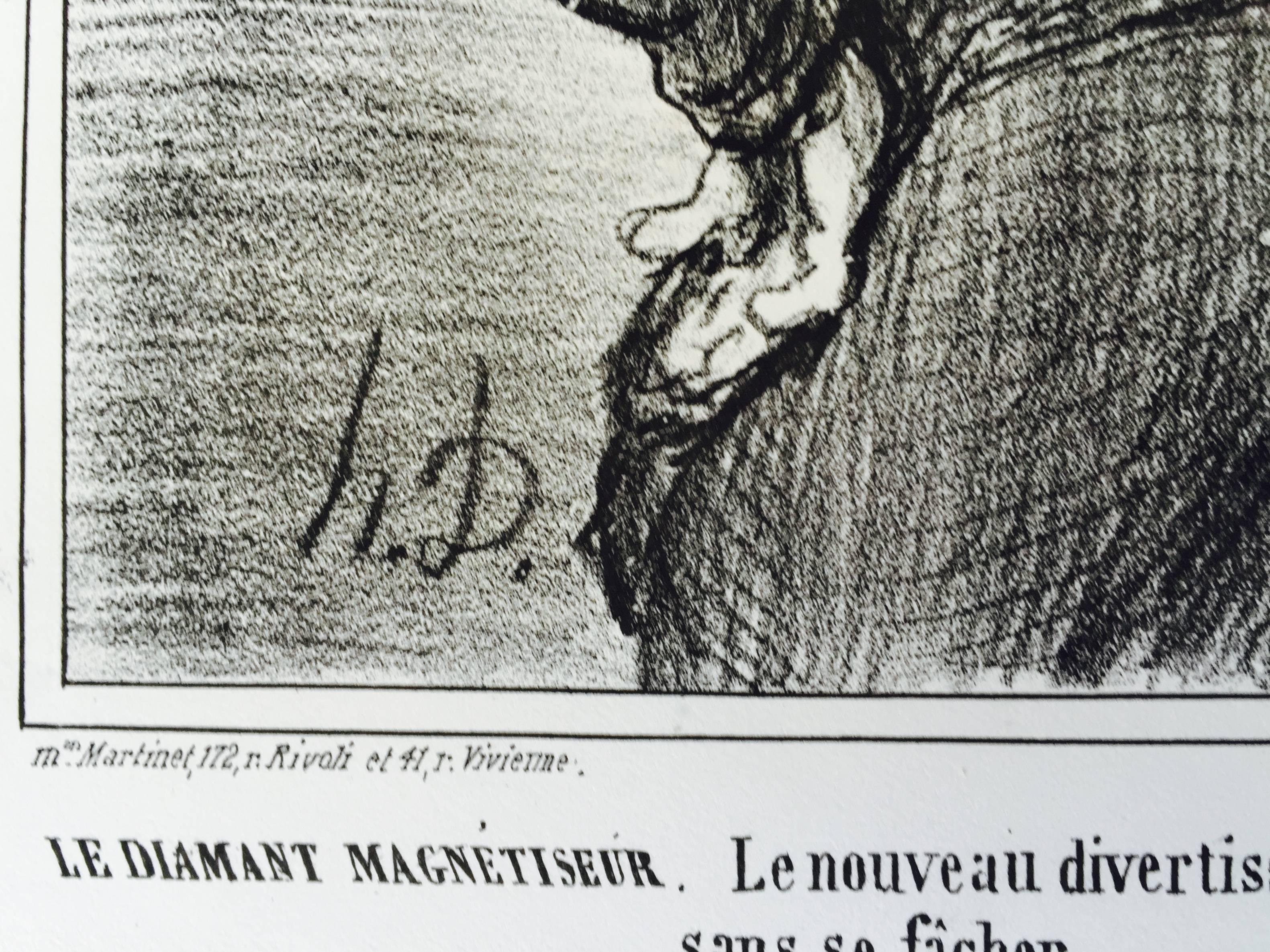 A DIAMOND HYPNOTISTIST  -  Le Diamant Magnetiseur (Grau), Figurative Print, von Honoré Daumier