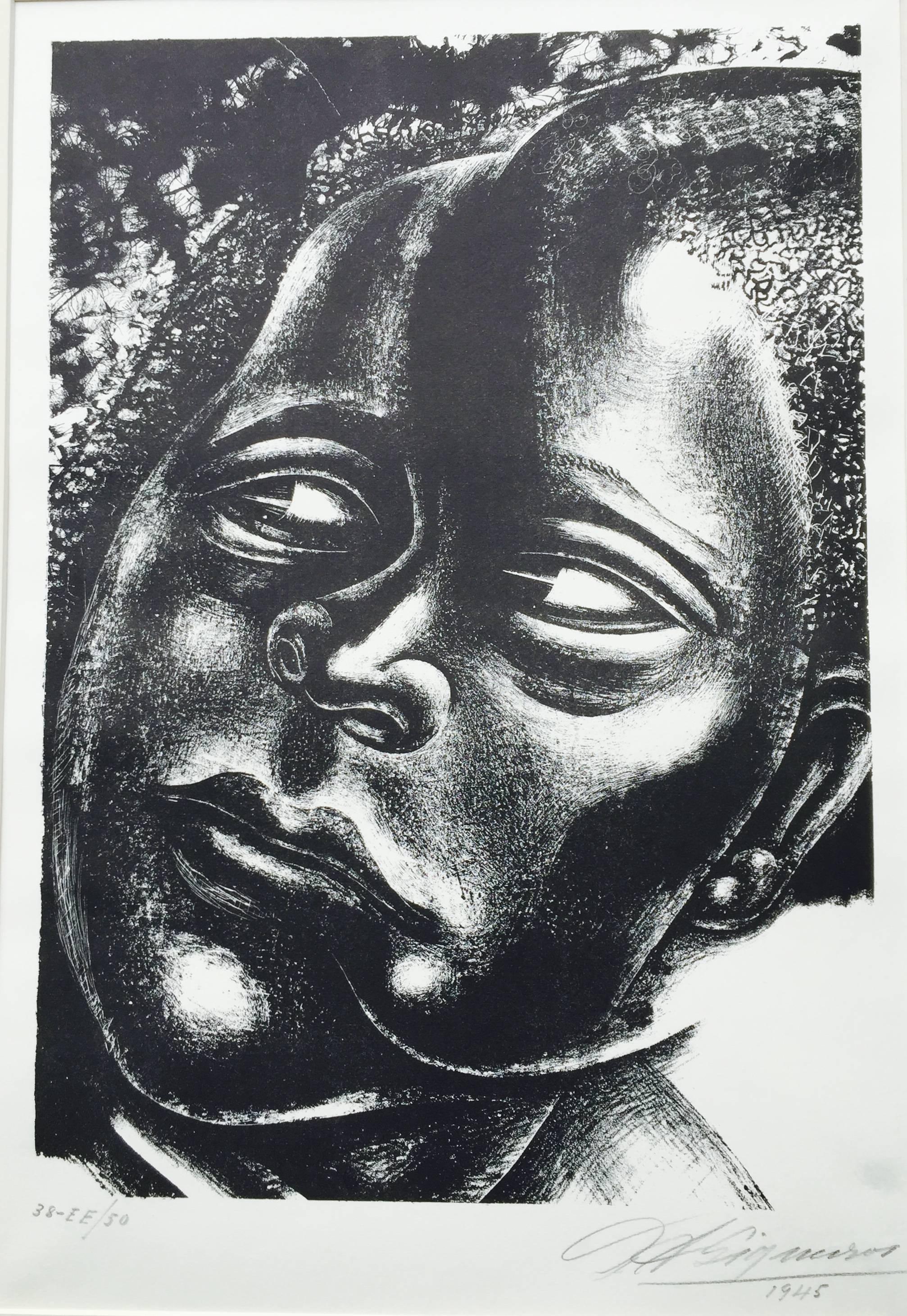 David Alfaro Siqueiros Figurative Print - DAMA NEGRA