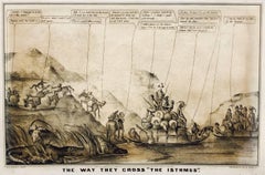 Rare Gold Rush Caricature - Crossing Panama to California 