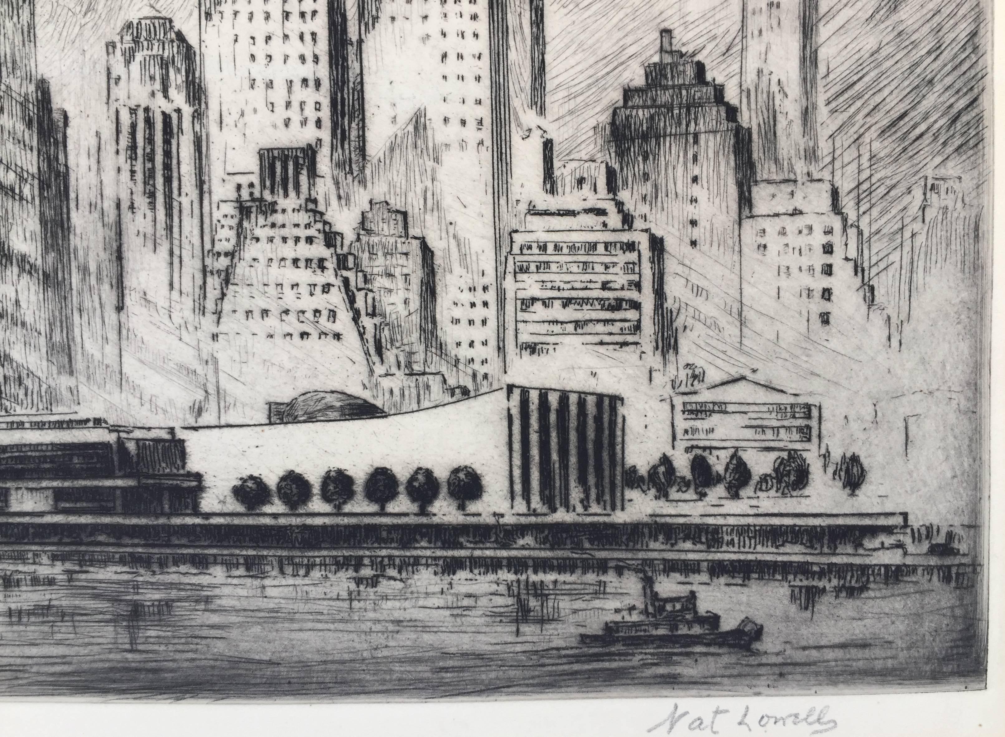 UNITED NATIONS BUILDING, NEW YORK - Print by Nat Lowell