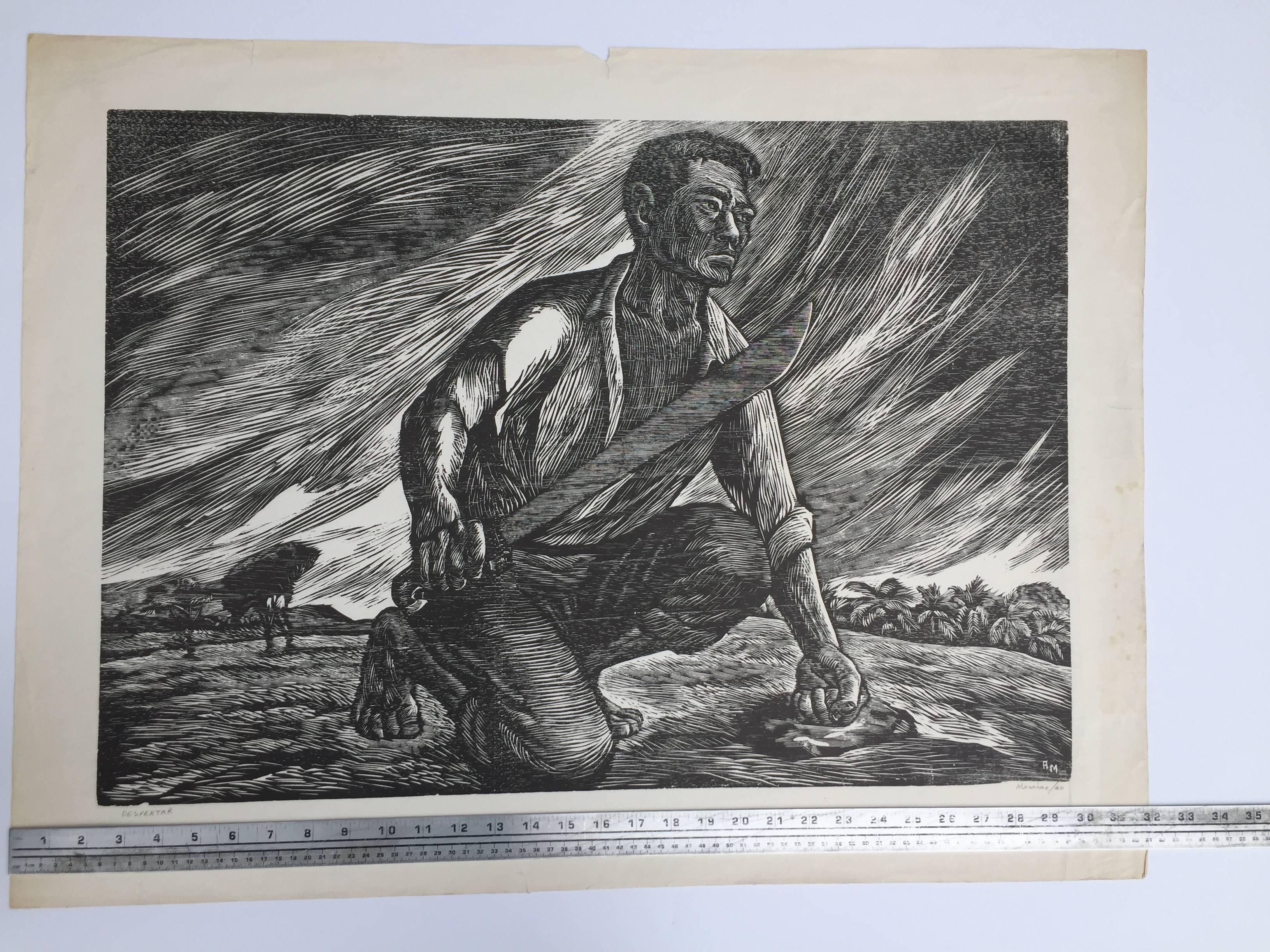 LINOCUT MEXICANO TAMAÑO CARTEL - DESPERTAR - Print Moderno de Adolfo Mexiac