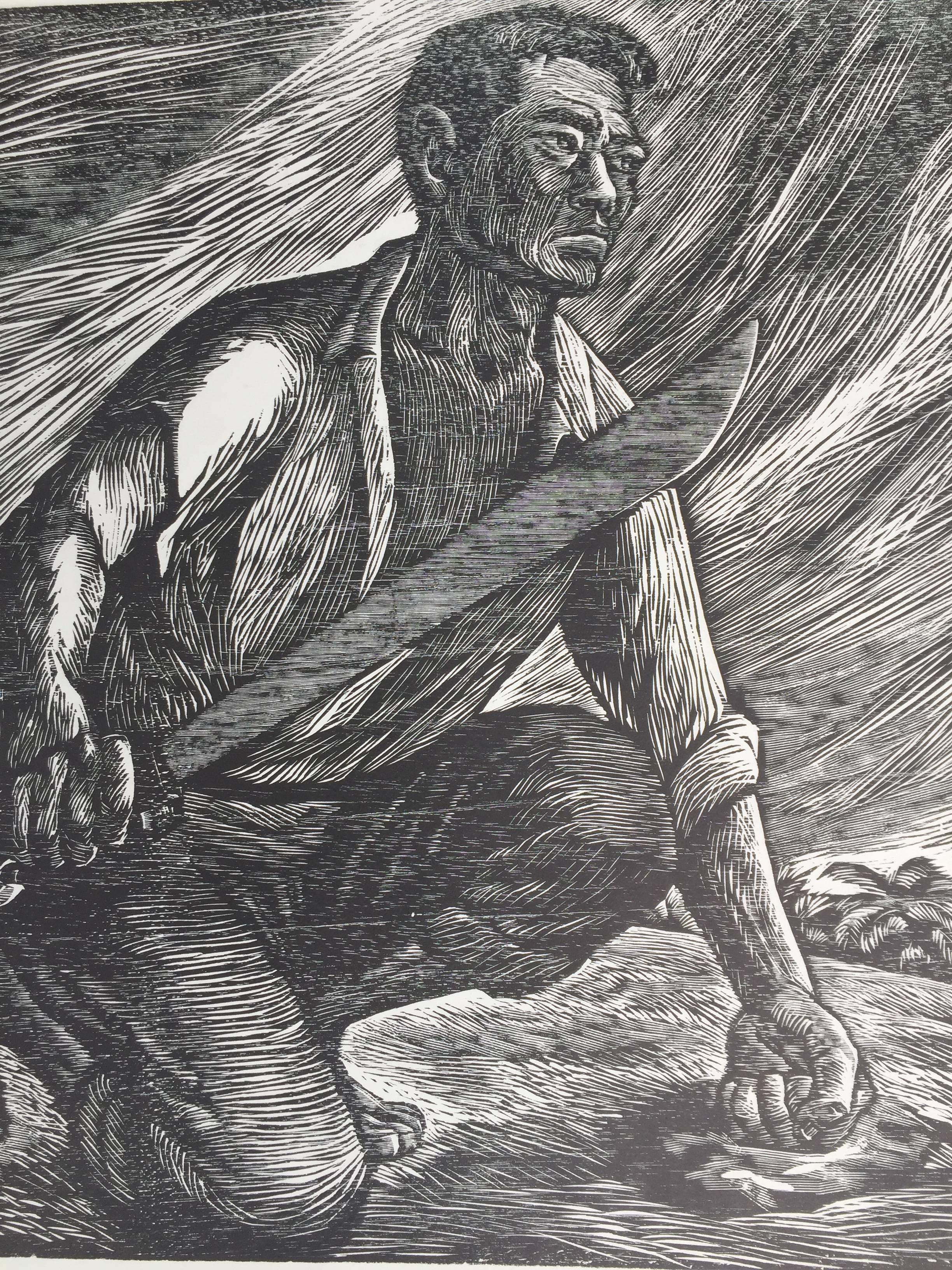 POSTER SIZE MEXICAN LINOCUT - DESPERTAR (Awakening) - Gray Figurative Print by Adolfo Mexiac