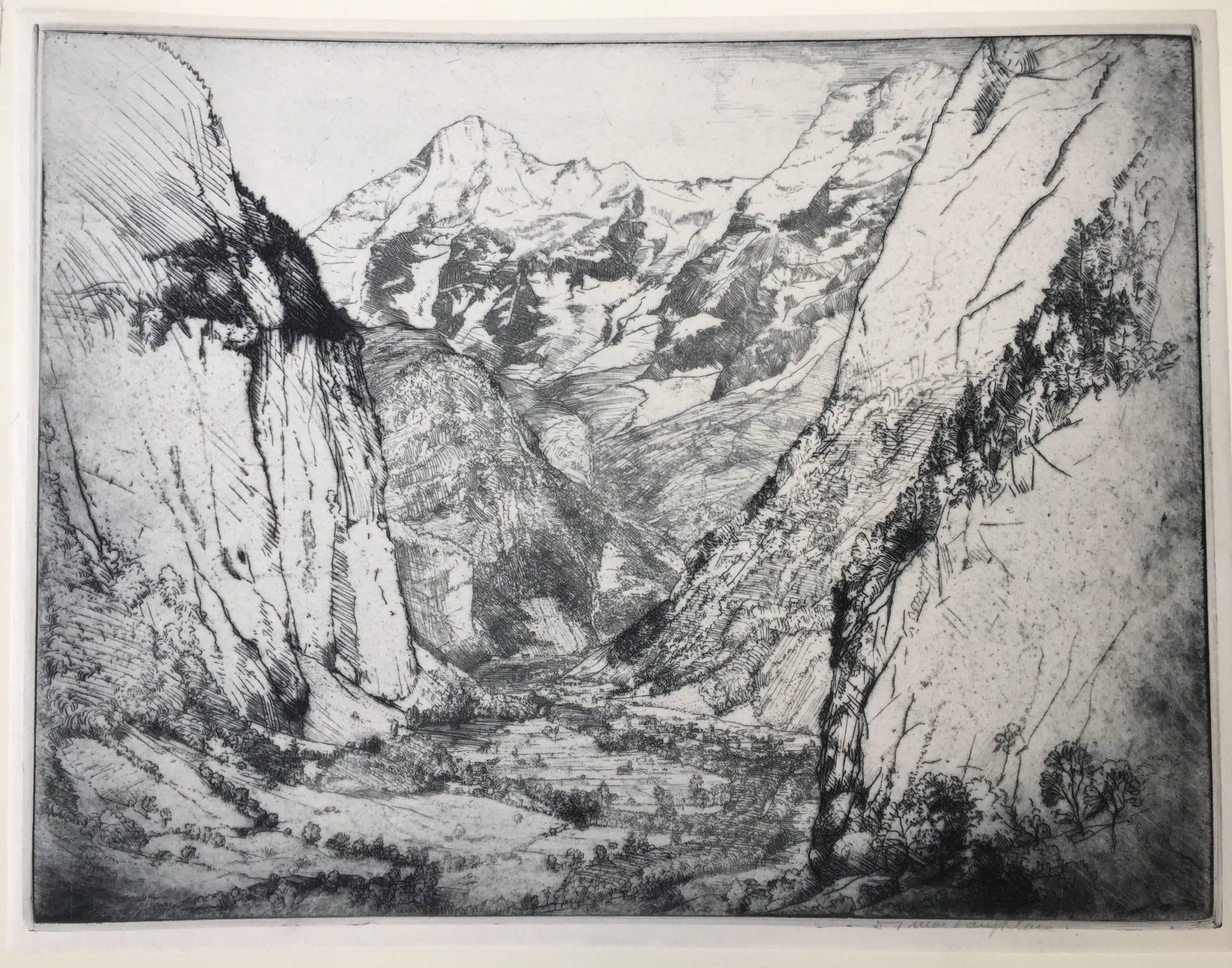 Lauterbrunnen (Schweizer Alpen) – Print von Donald Shaw MacLaughlan