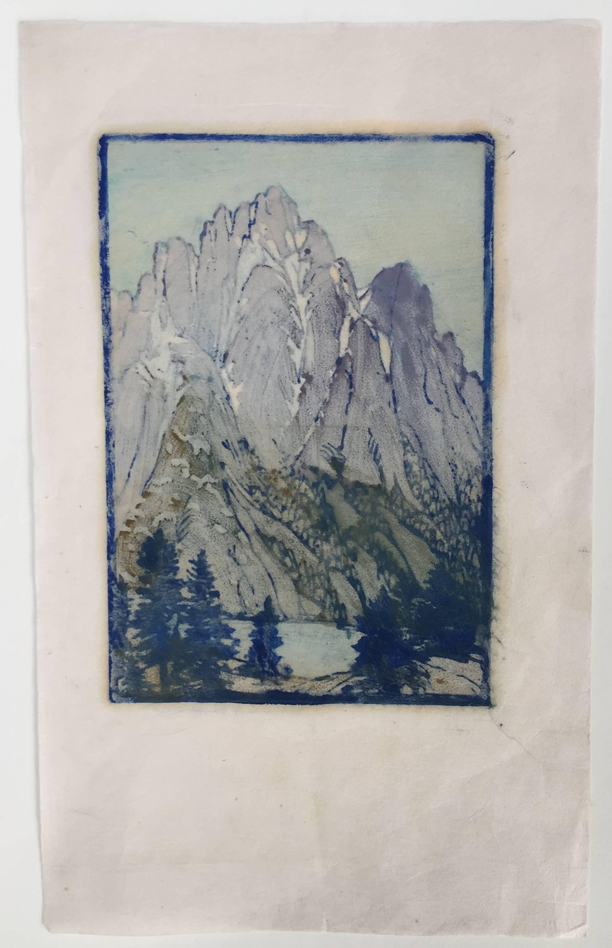 LONELY SIERRA - Gray Landscape Print by Frances H. Gearhart