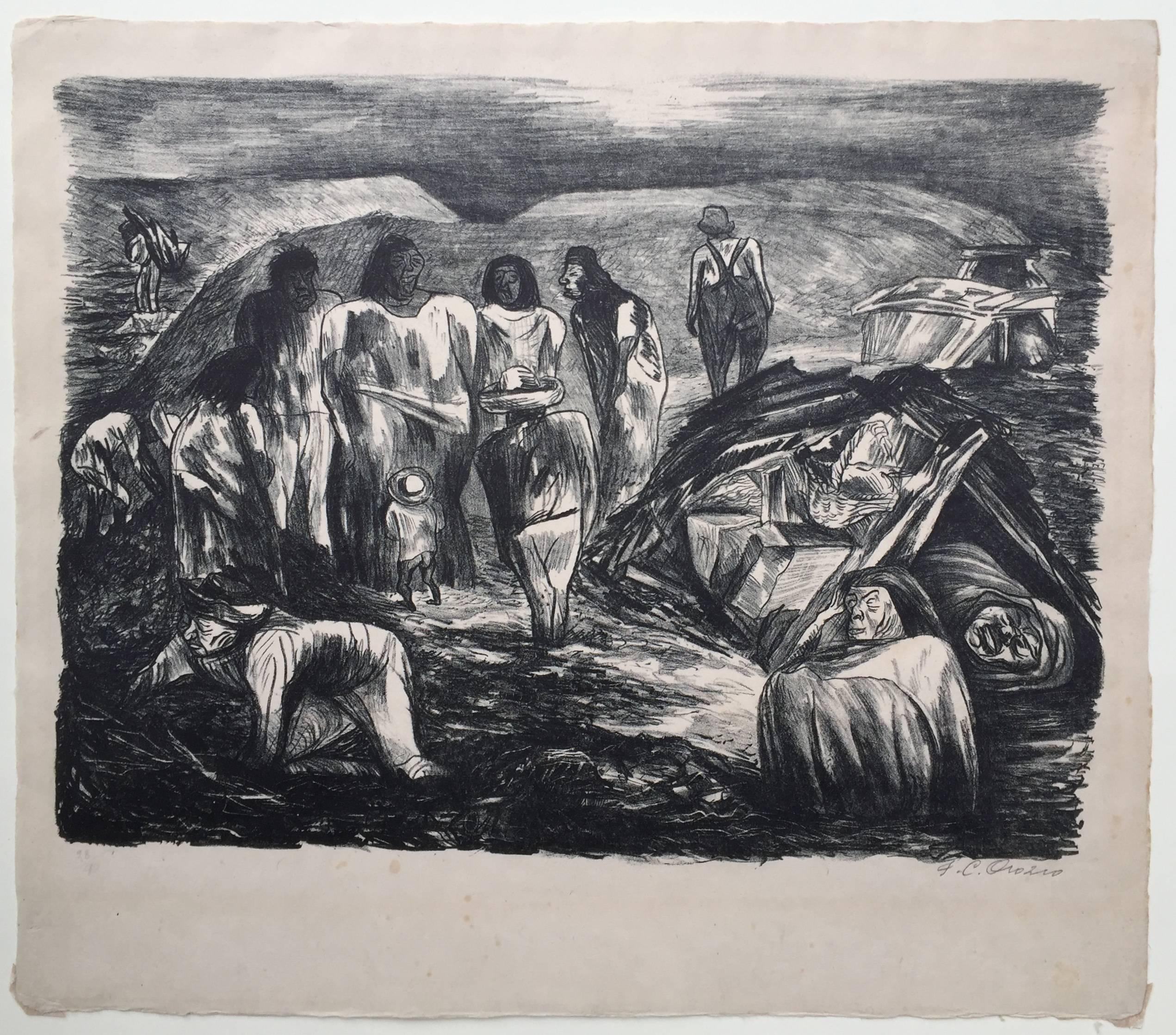 PROLETARIANS - Print by Jose Clemente Orozco