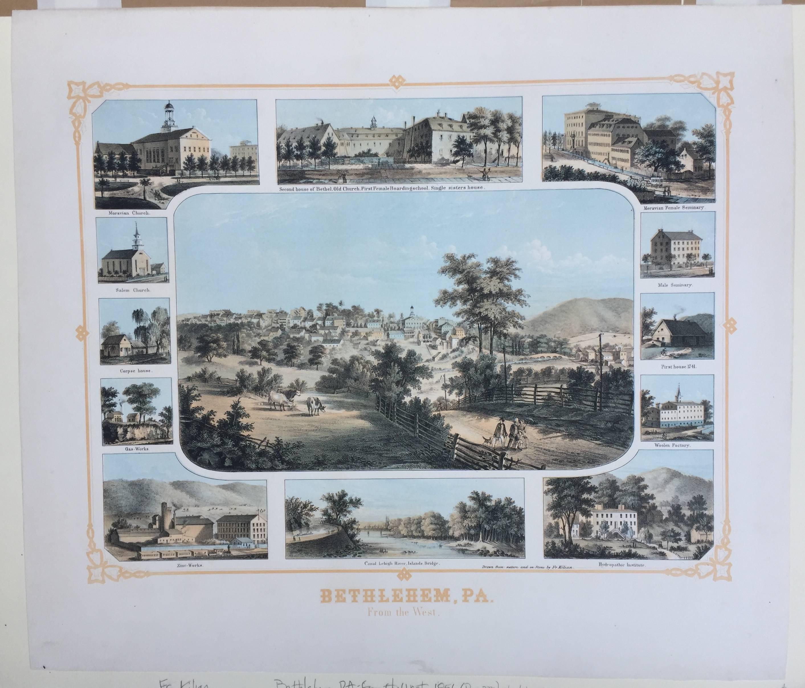 Birds-eye view  -  BETHLEHEM, PA - From the West - Print by Unknown