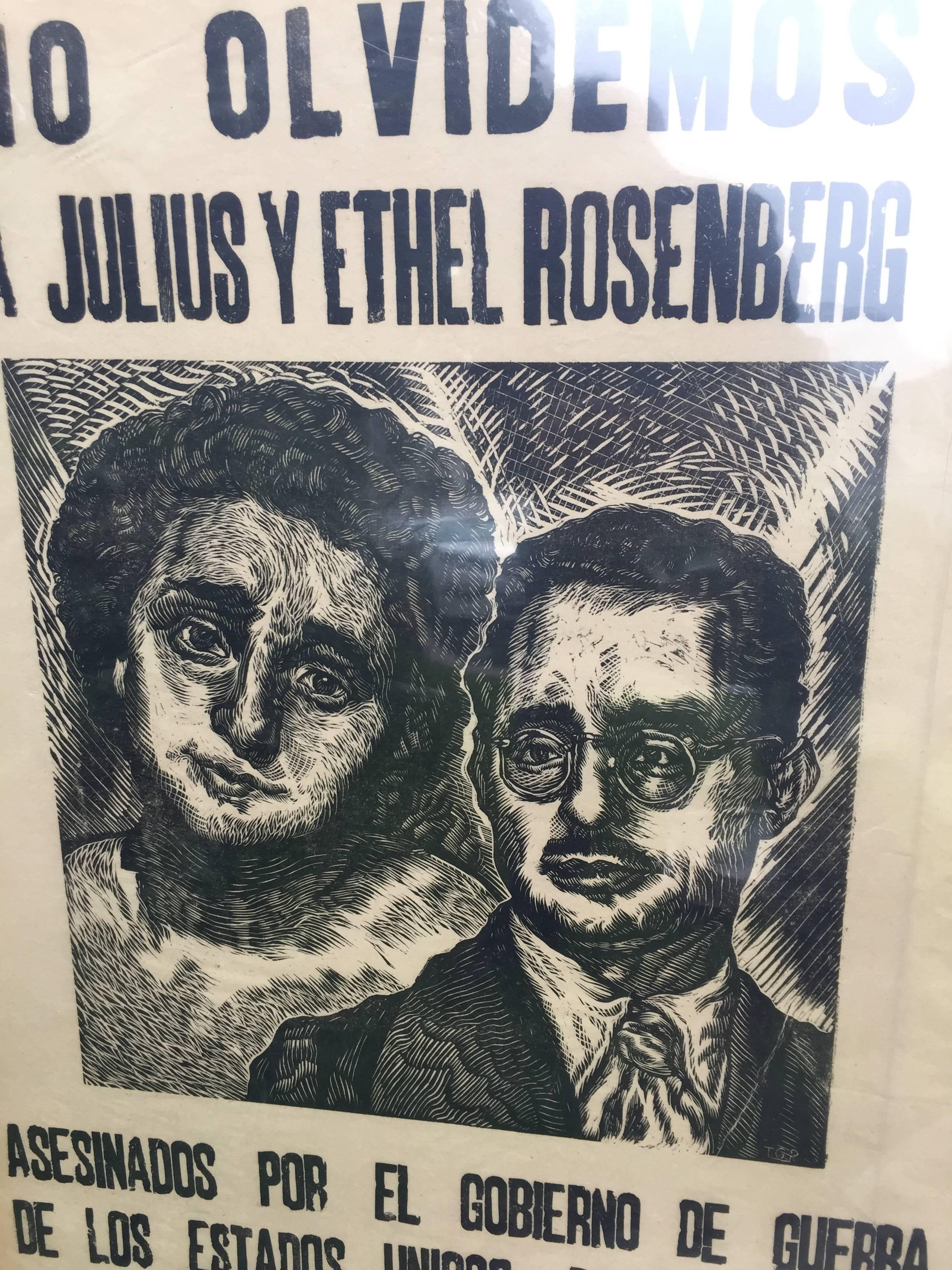 NO OLVIDEMOS A JULIUS Y ETHEL ROSENBERG - Print by Ángel Bracho