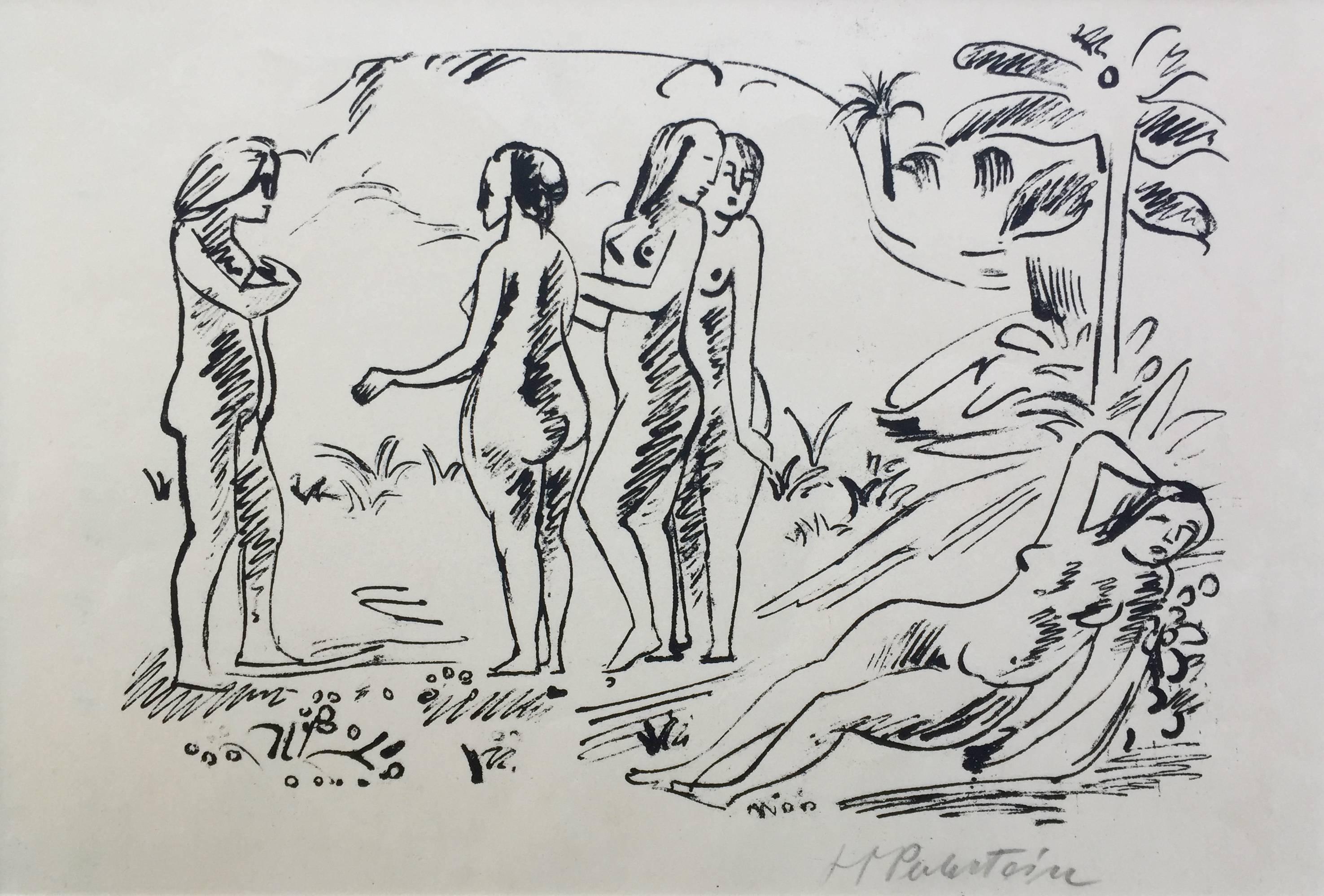 Hermann Max Pechstein Figurative Print - FIVE NATIVE WOMEN