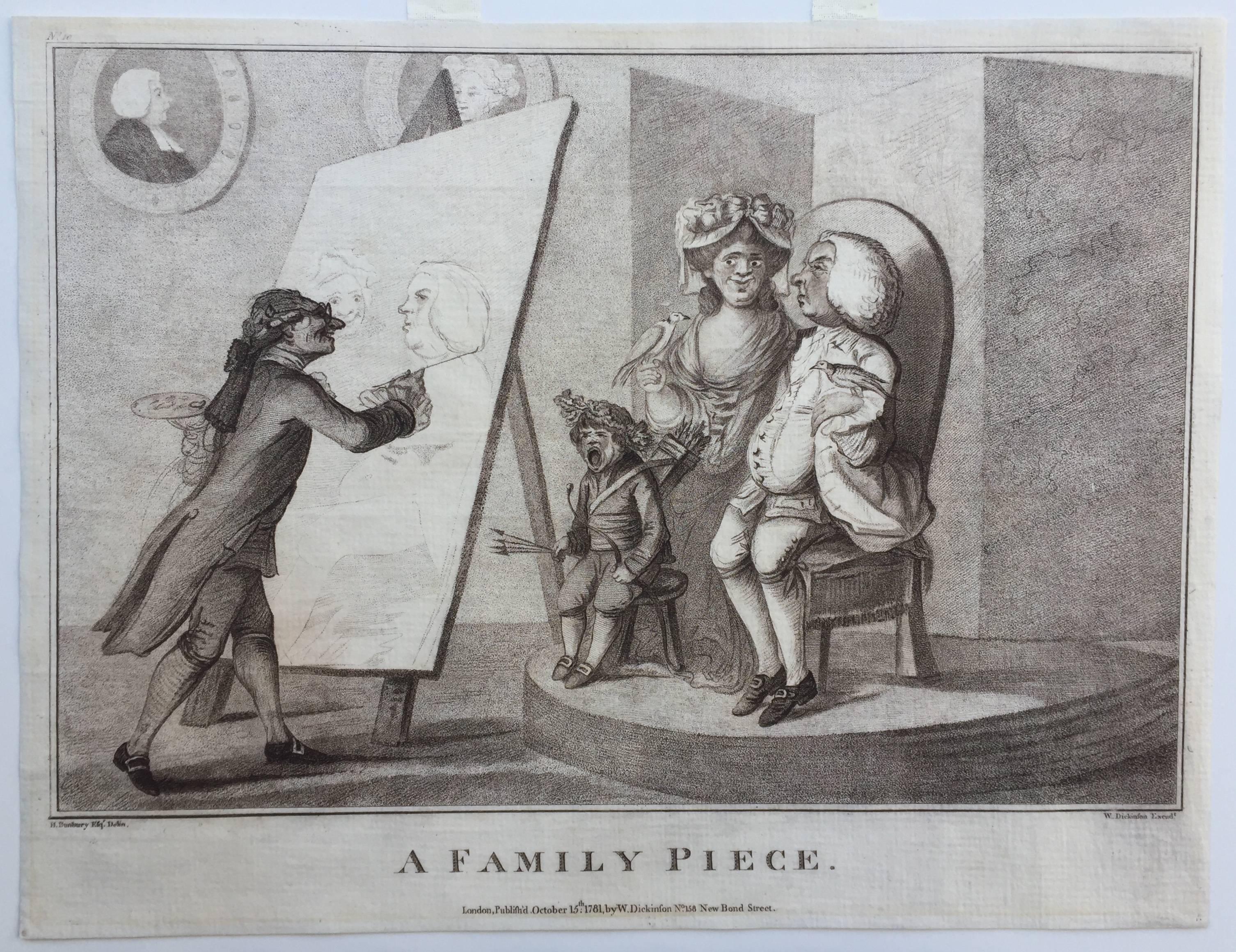 A FAMILY PIECE - Gray Figurative Print by Henry William Bunbury