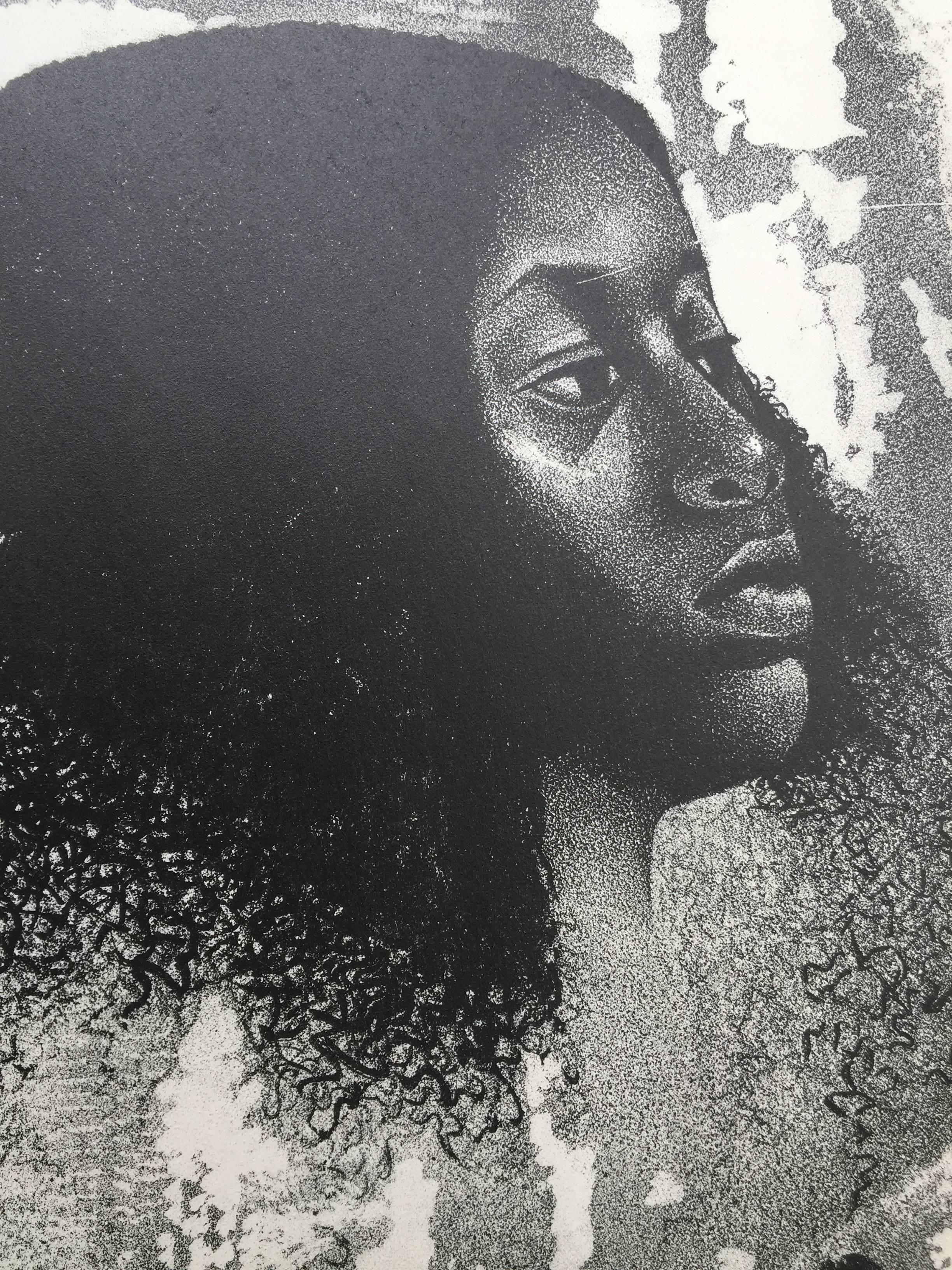 ELIZABETH CATLETT (1915 -2012)

          LOVEY TWICE, 1976
          Lithograph signed, titled and numbered 7/50 in pencil.  15 ¾” x 21 ¼”.
          Some scattered foxing in lower margin. Slight toning of sheet at edges, 
          primarily at