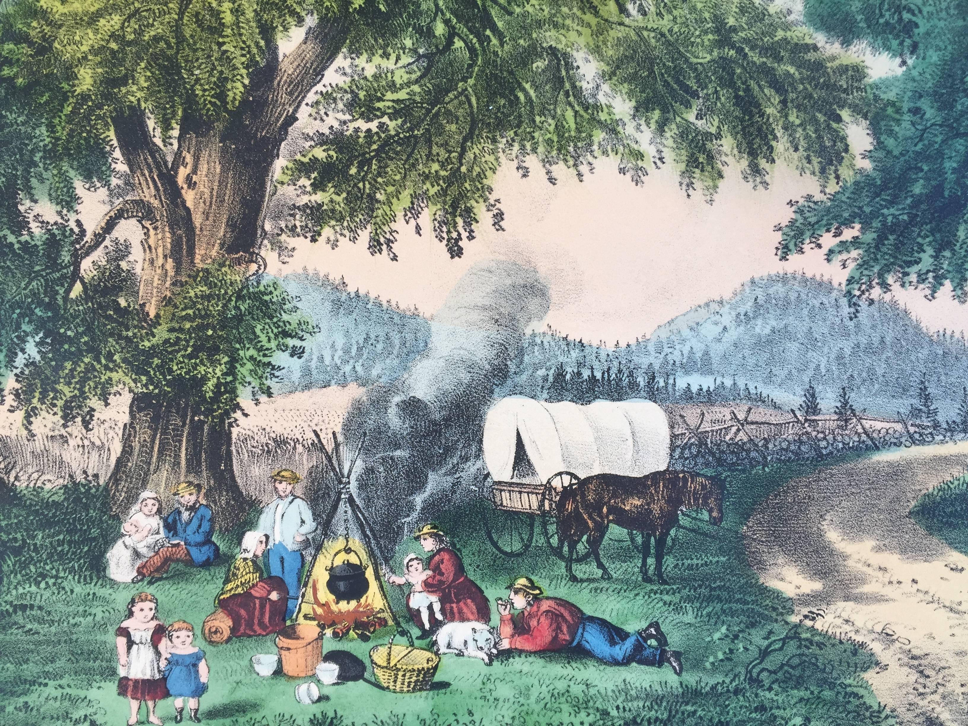 A HALT BY THE WAYSIDE - Print by Currier & Ives