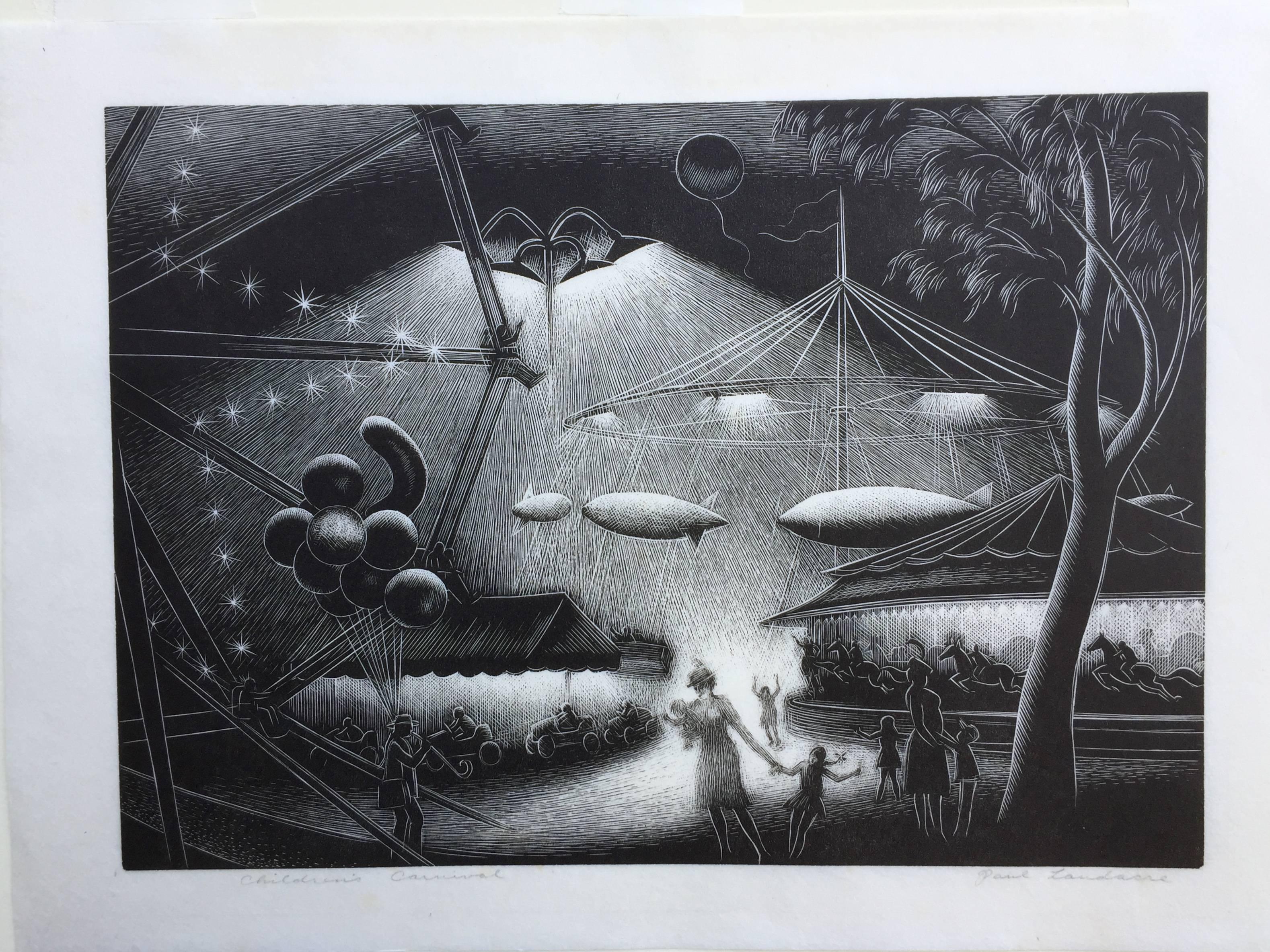 CHILDREN'S CARNIVAL - Modern Print by Paul Landacre