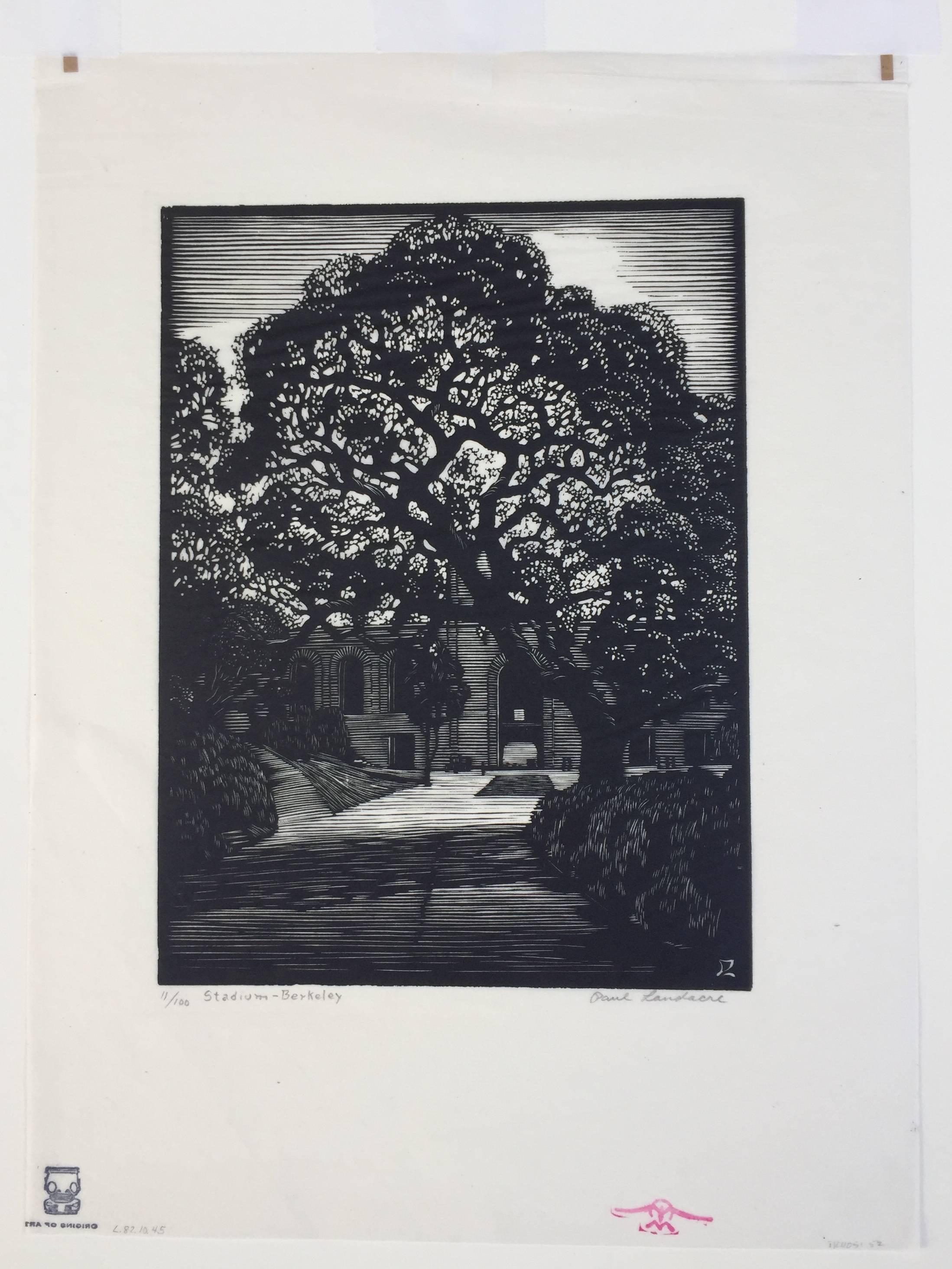 BERKELEY-STADION – Print von Paul Landacre