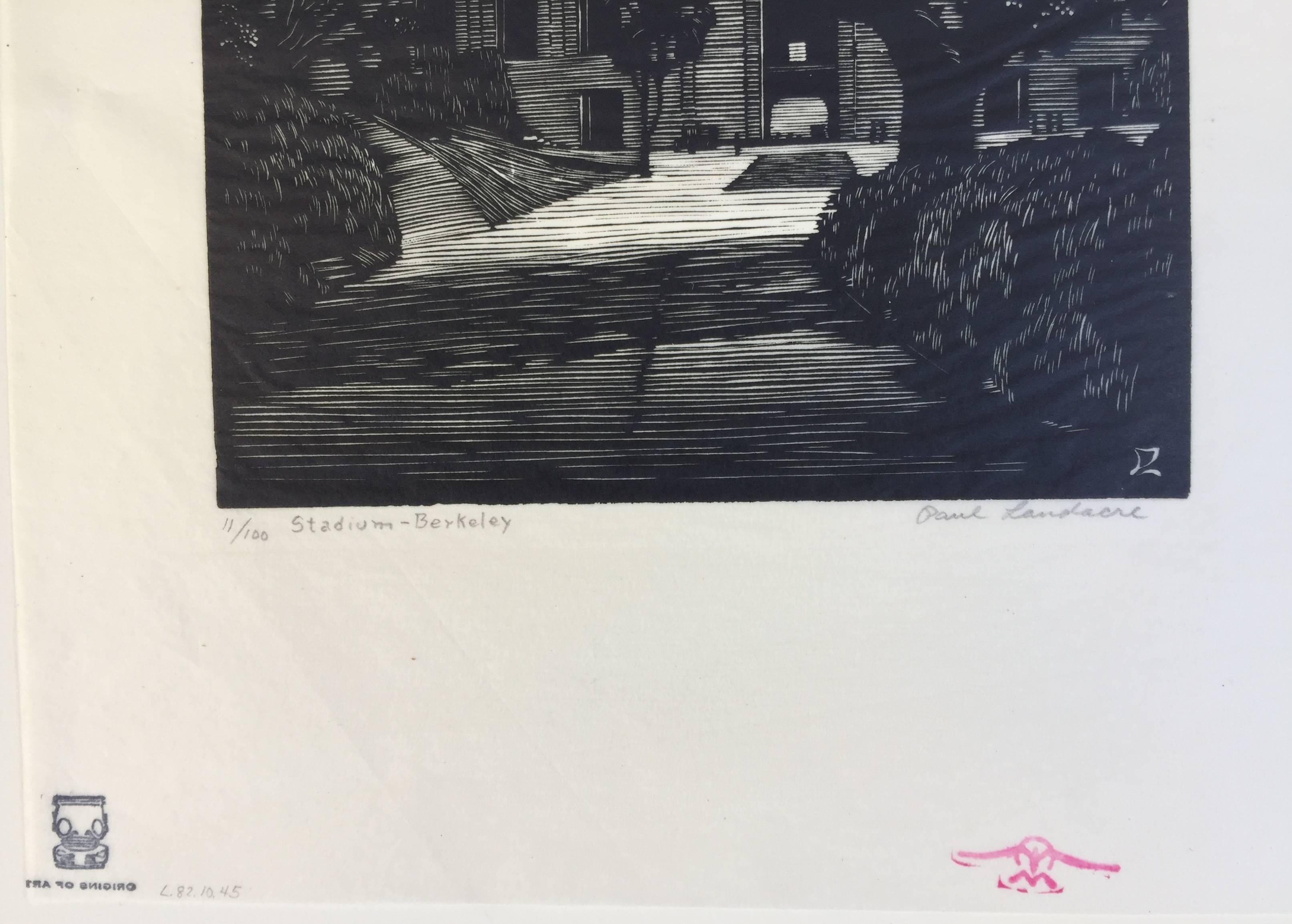 BERKELEY-STADION (Amerikanische Moderne), Print, von Paul Landacre
