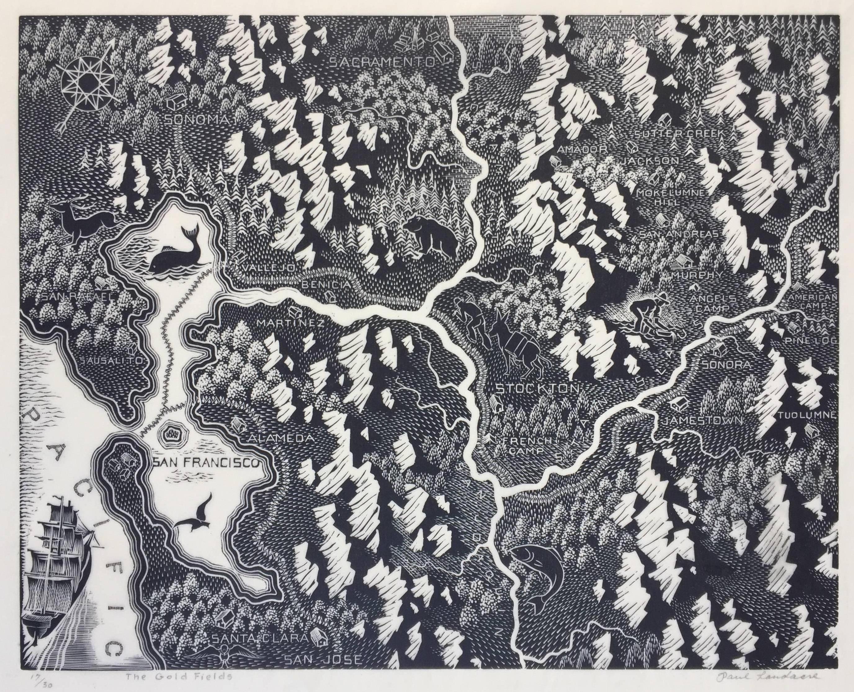Paul Landacre Landscape Print – GOLDFELDER