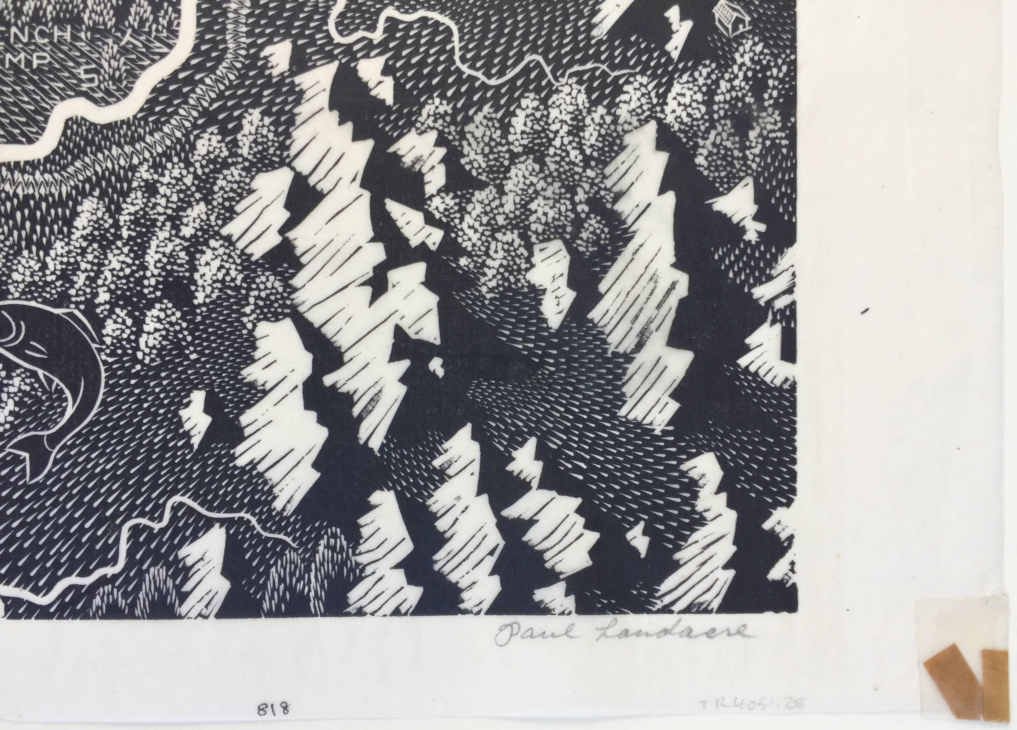 GOLDFELDER (Grau), Landscape Print, von Paul Landacre