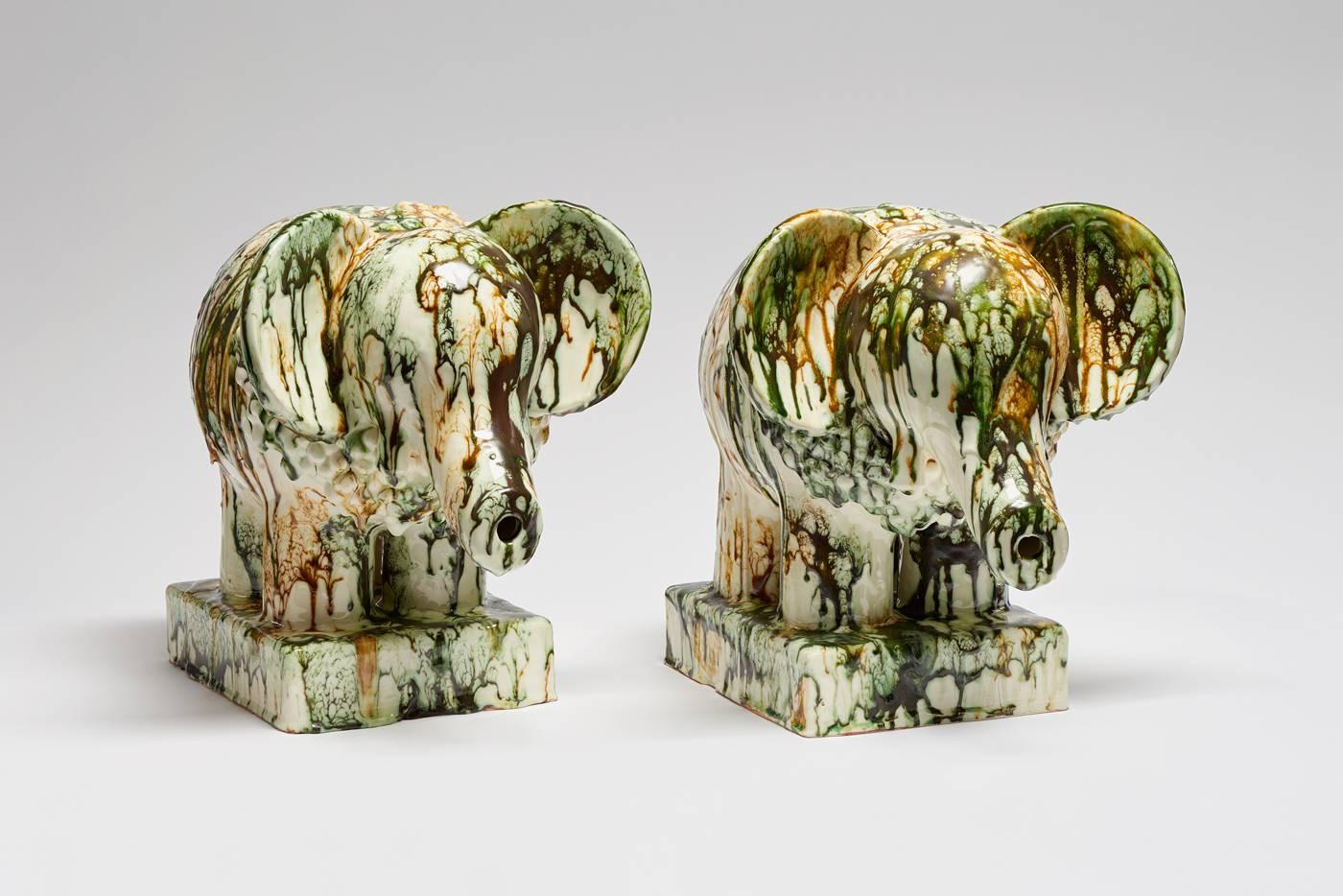 Jeffry Mitchell Figurative Sculpture - Large Green & Gold Elephants