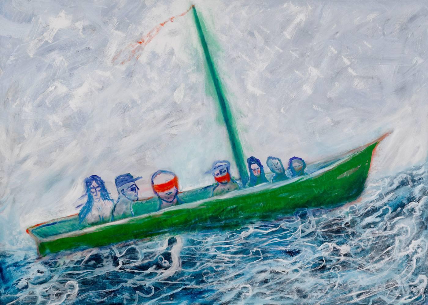 Boat People - Painting by Lawrence Ferlinghetti