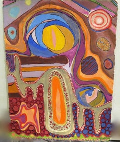 Mixed Media Abstract Painting on Watercolor Paper --- Untitled #158