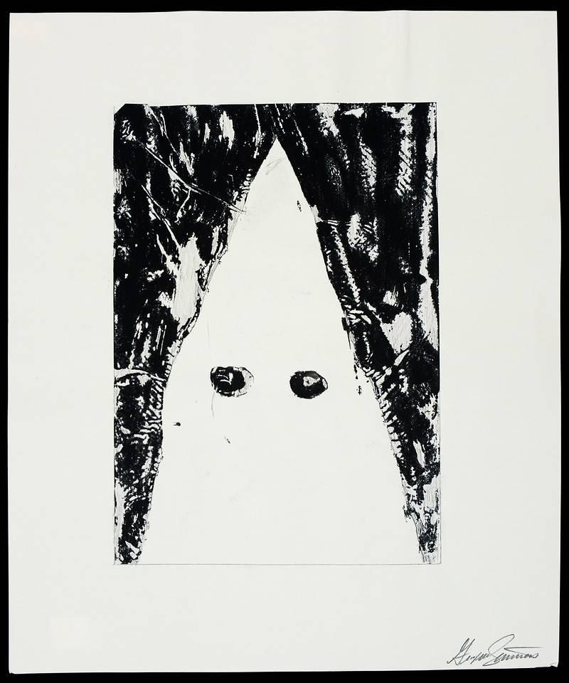 George Simmons Portrait Print - Monotype Print -- Crying Klansman