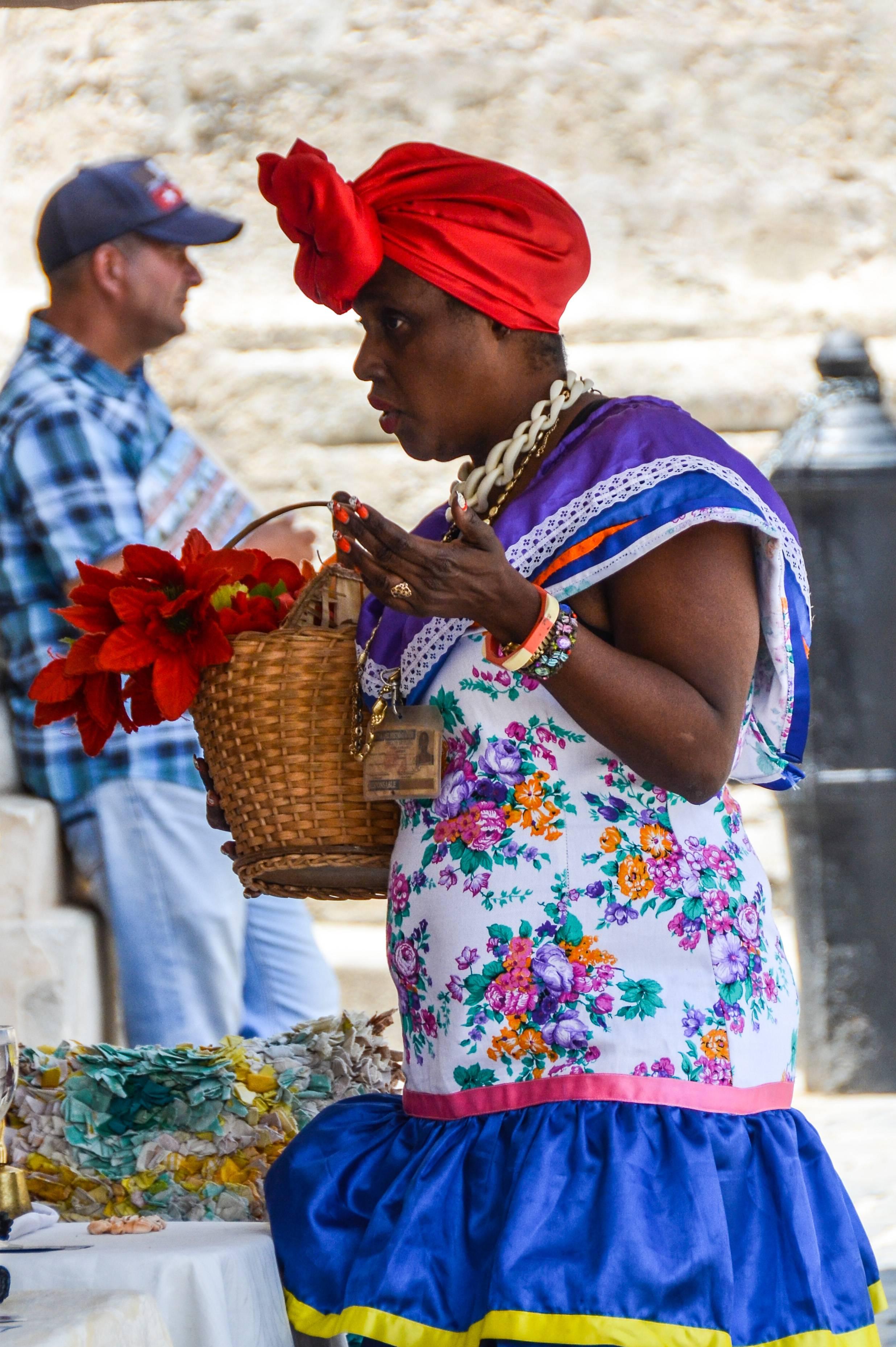 Marie Triller Portrait Photograph - Color Photograph -- Woman in Traditional Attire, Havana