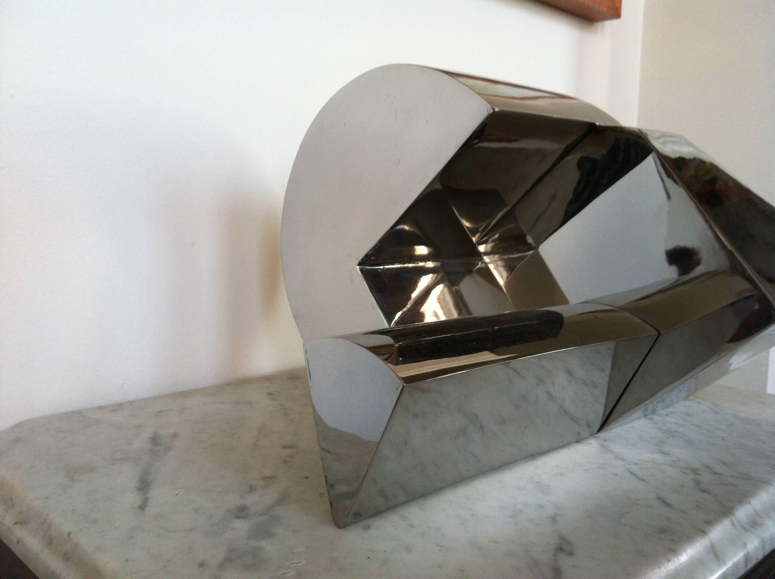 Stainless Steel Sculpture -- The Sun, the Moon and the Wedge - Black Abstract Sculpture by Martin Rubio