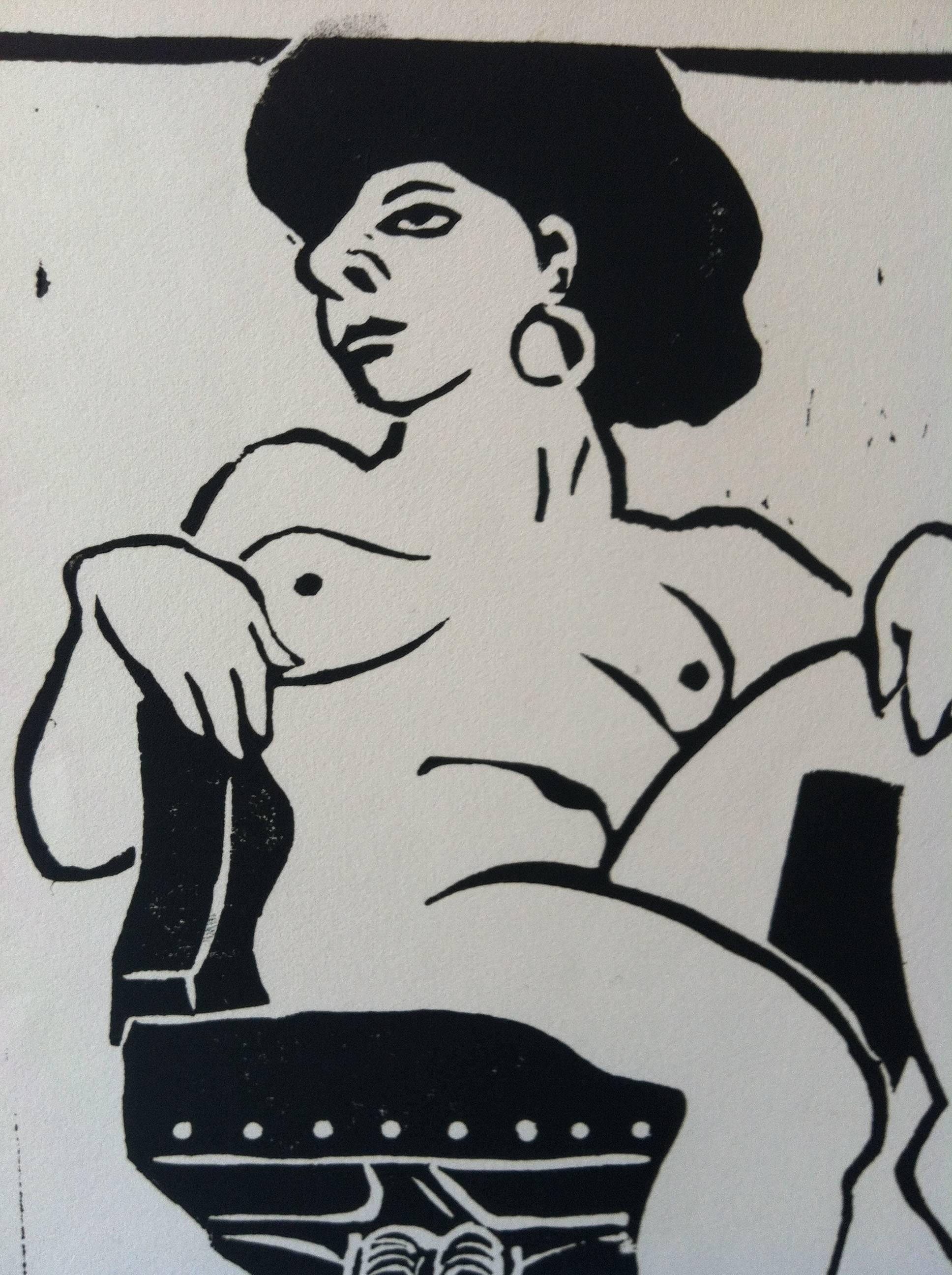 Stampa linoleografica di nudo -- Jill - Print di Dan Mehlman
